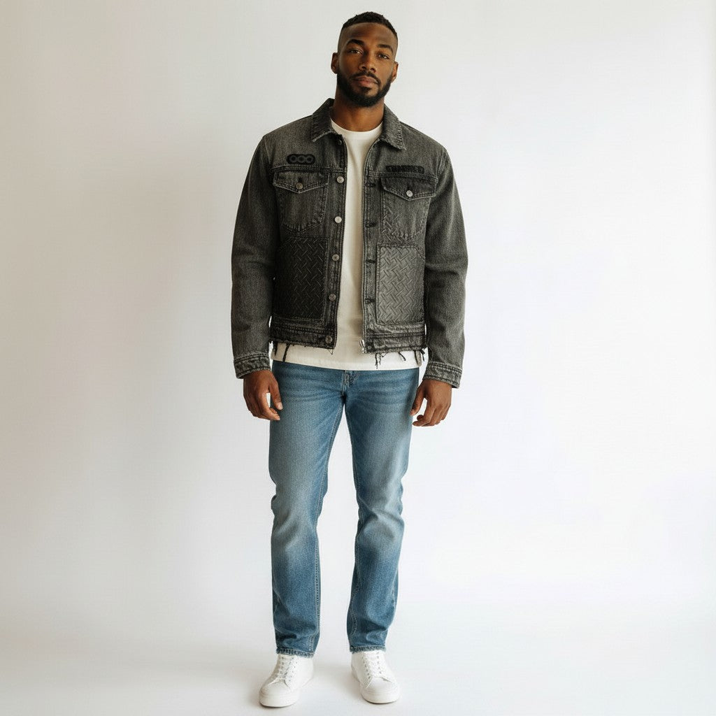 "Grid" Vintage Denim Jacket