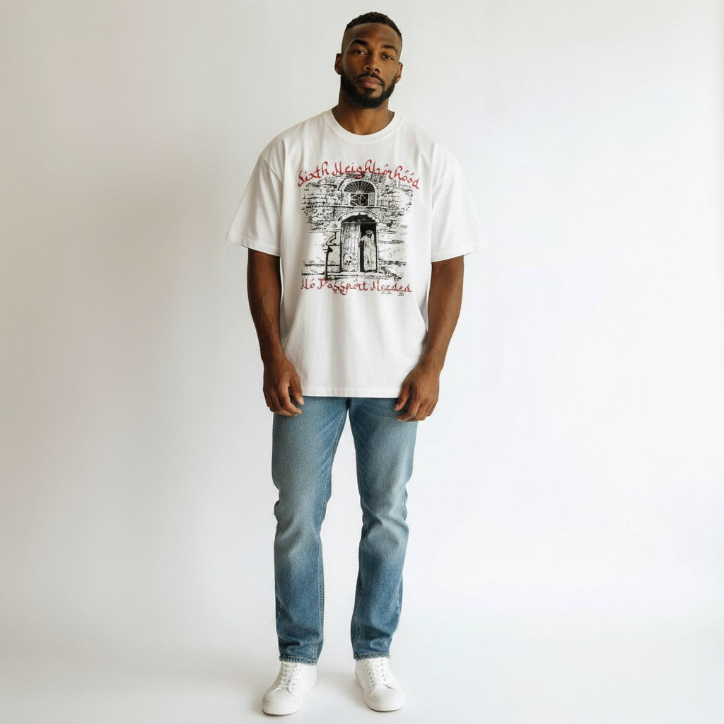 "Passport" White Graphic T-Shirt