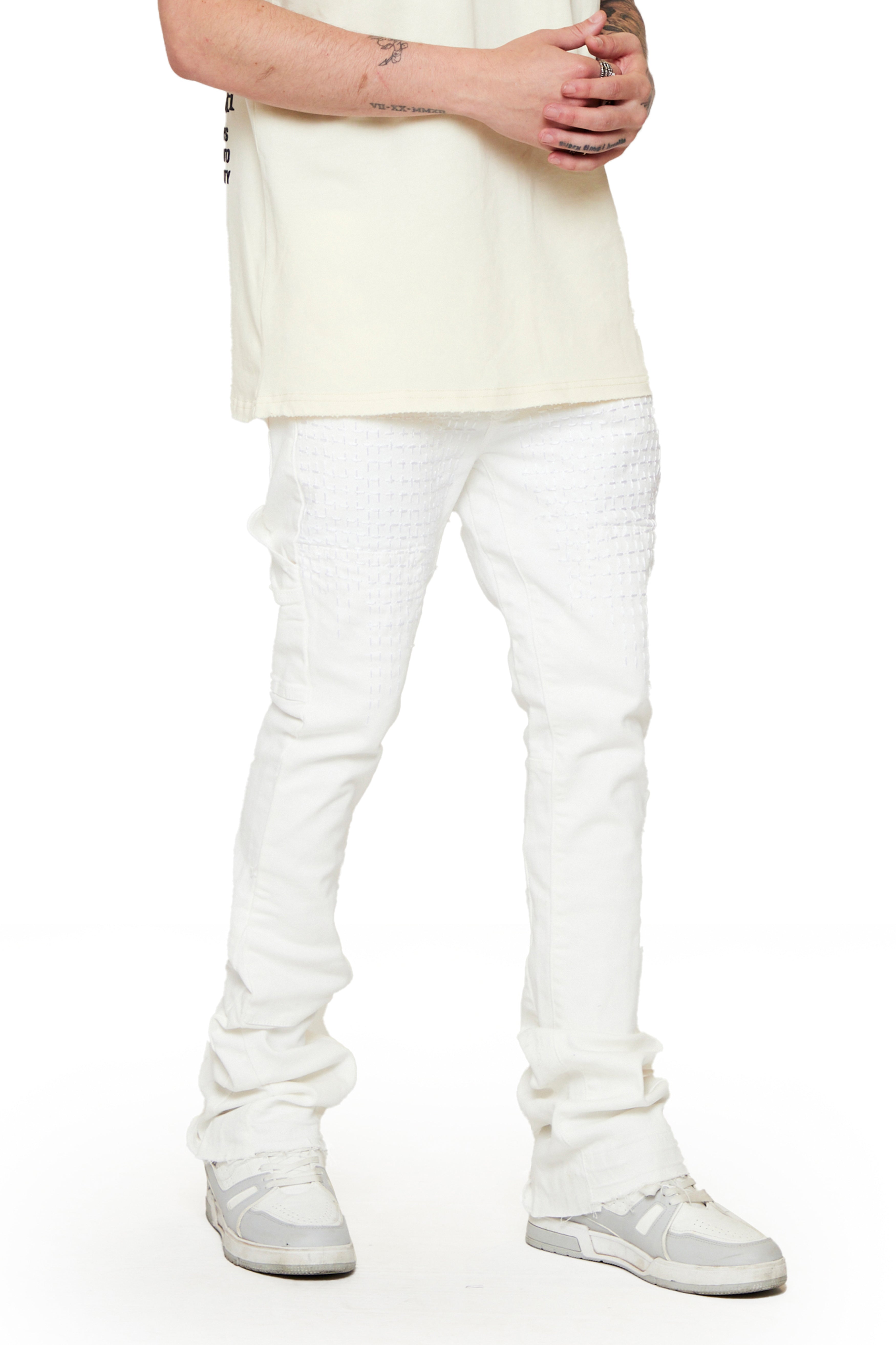 "Wuadlupe" Stacked Jeans White