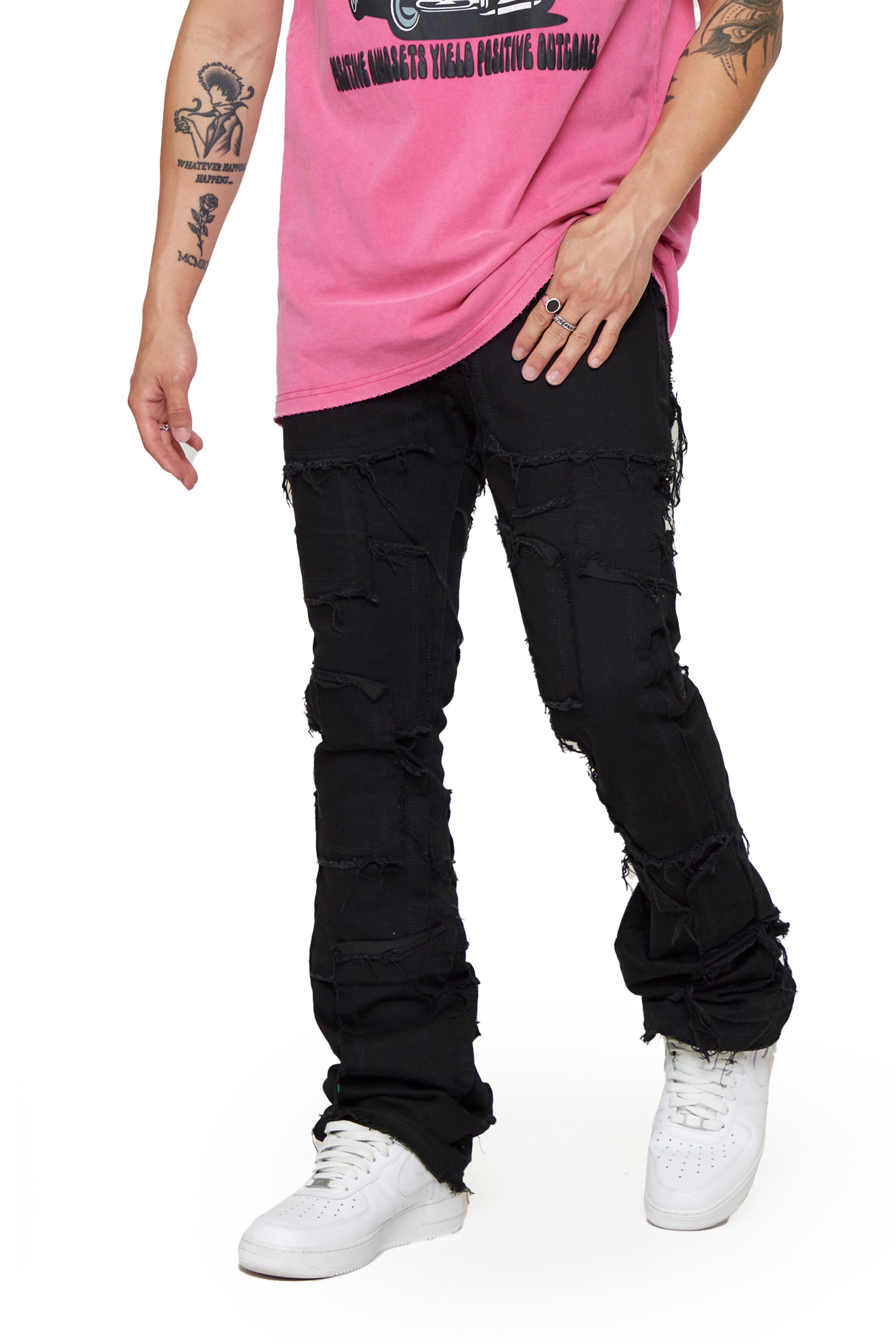 "Lupin" Stacked Jeans Black