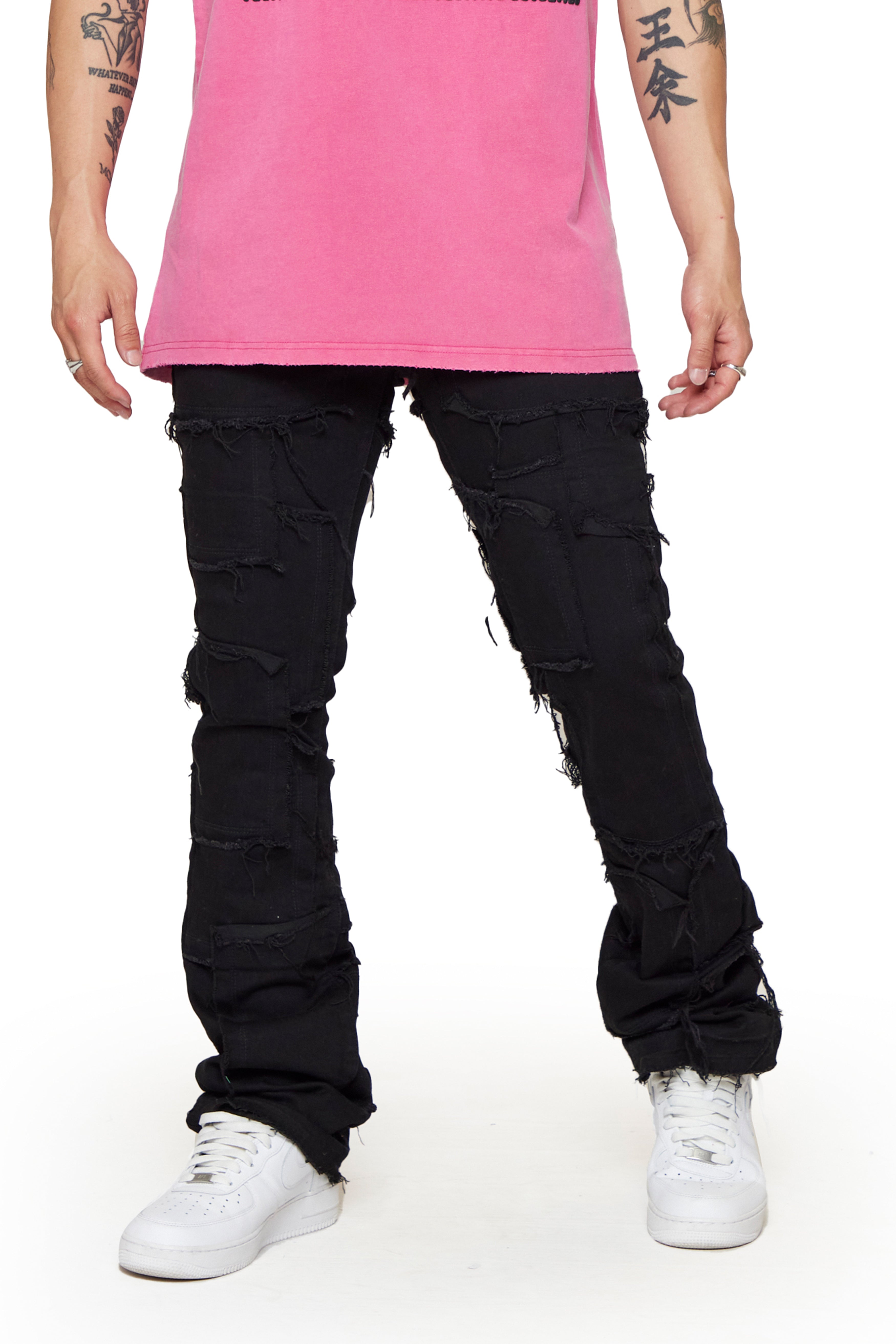 "Lupin" Stacked Jeans Black
