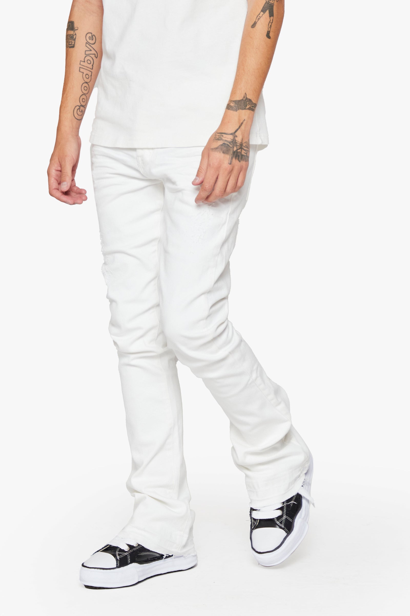 "Pali" Stacked Jeans White