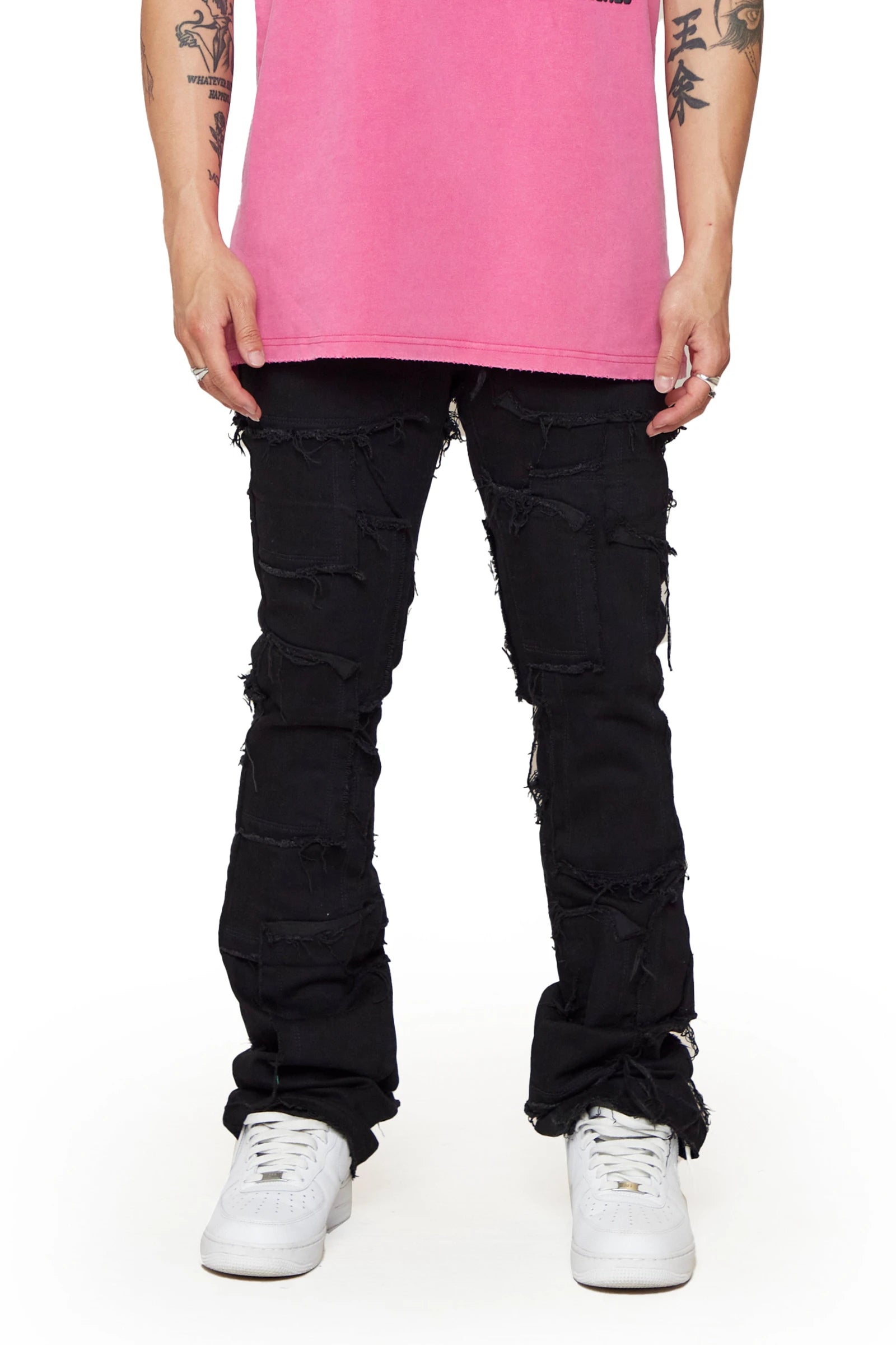 "Lupin" Stacked Jeans Black