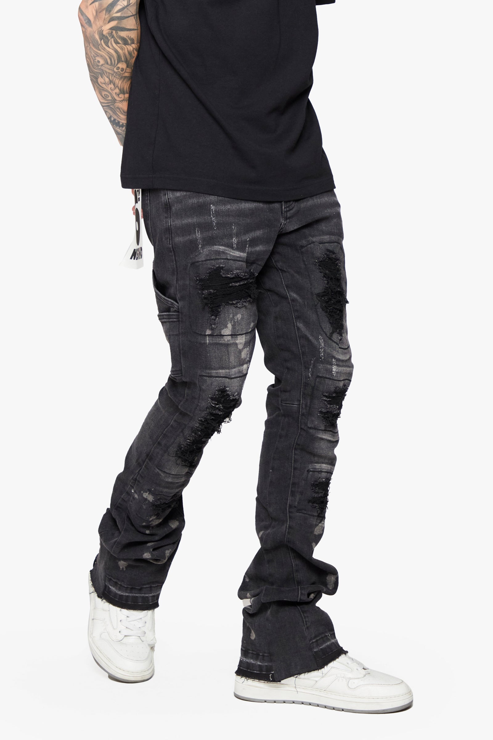 "Ashes" Stacked Jeans Black Washed