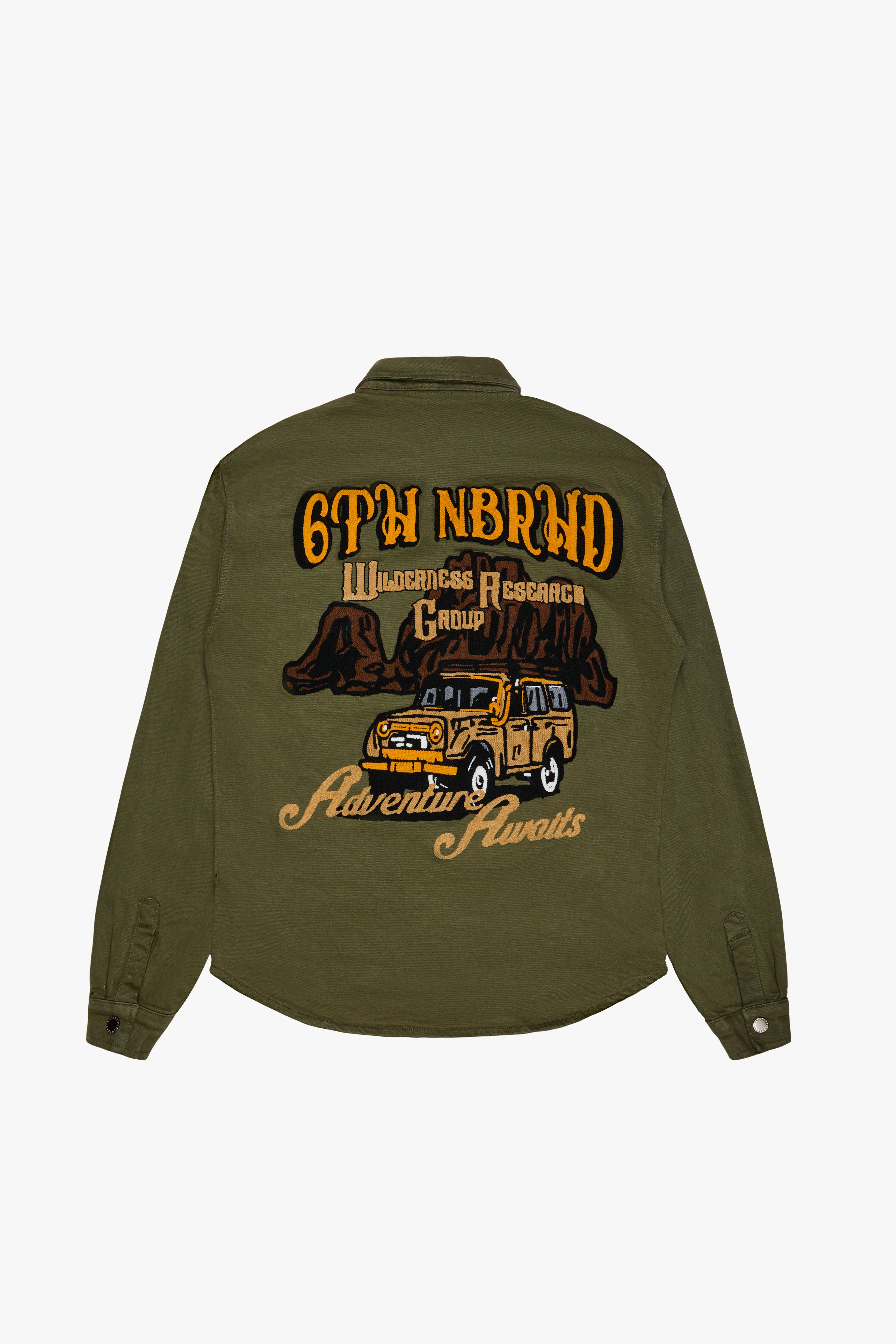 "Safari" Graphic Button Down Shirt Olive