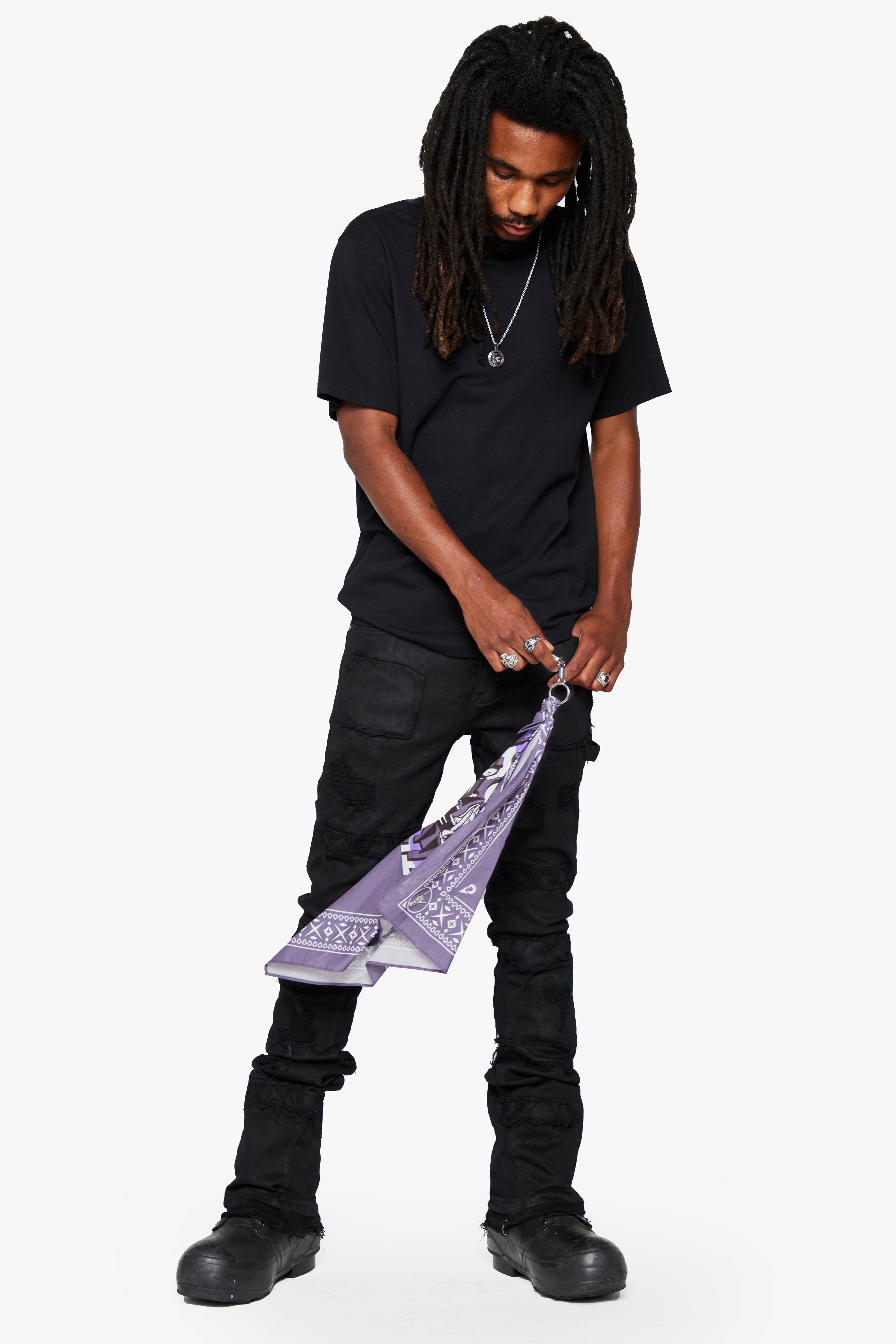 "Avalon" Stacked Jeans Black Waxed