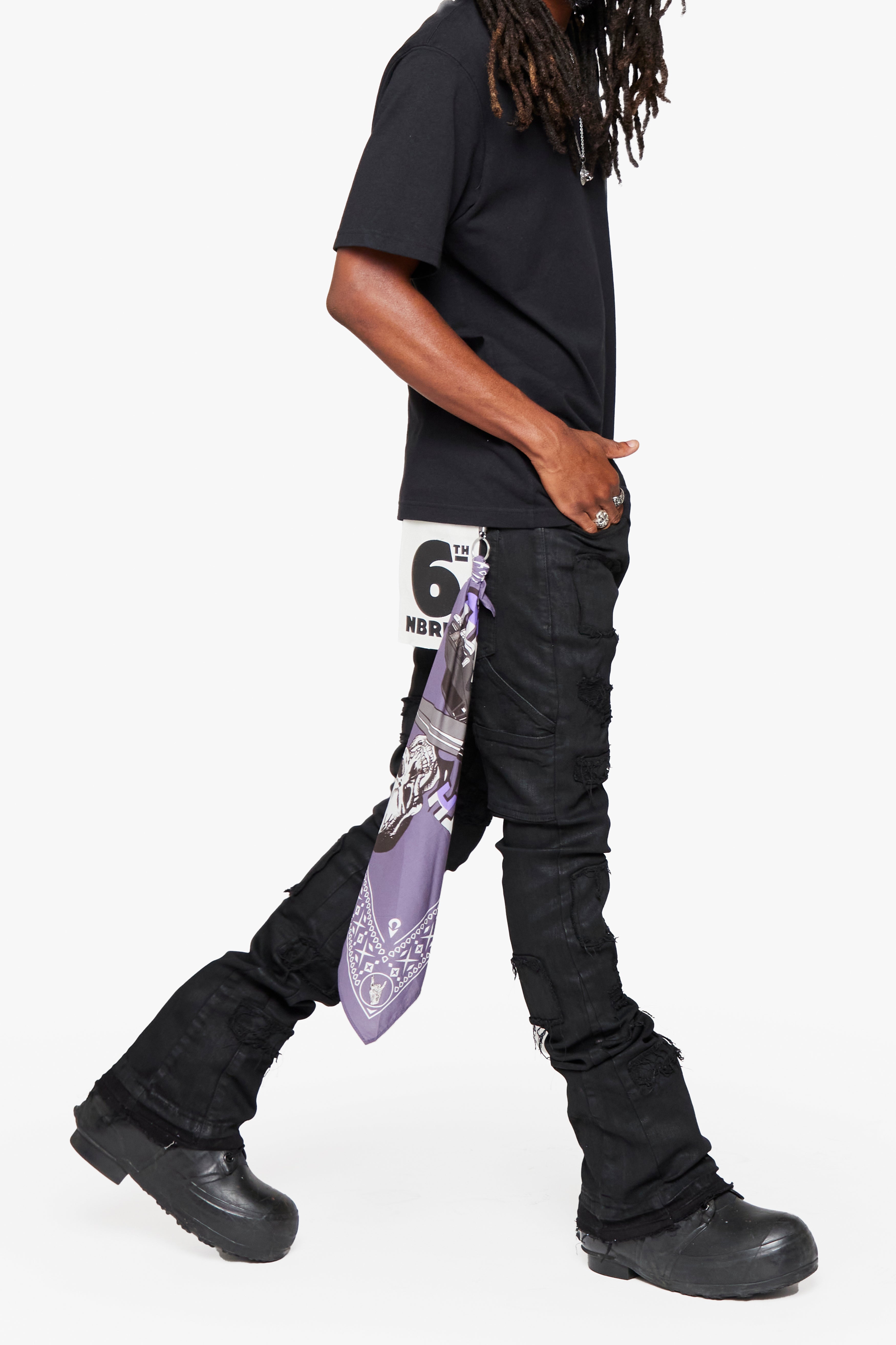 "Avalon" Stacked Jeans Black Waxed