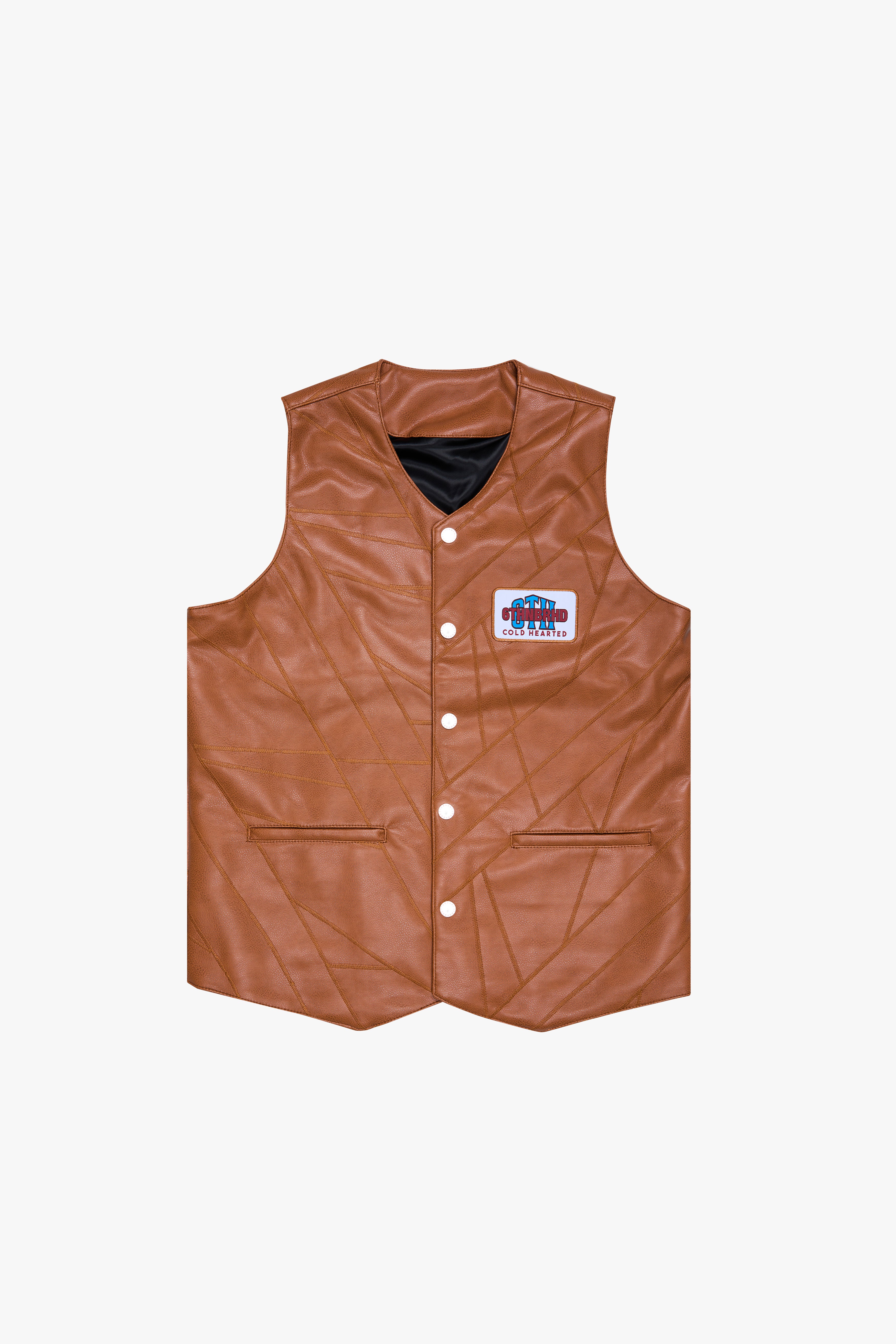 6thNBRHD LEATHER VEST "HARLEY" -BROWN