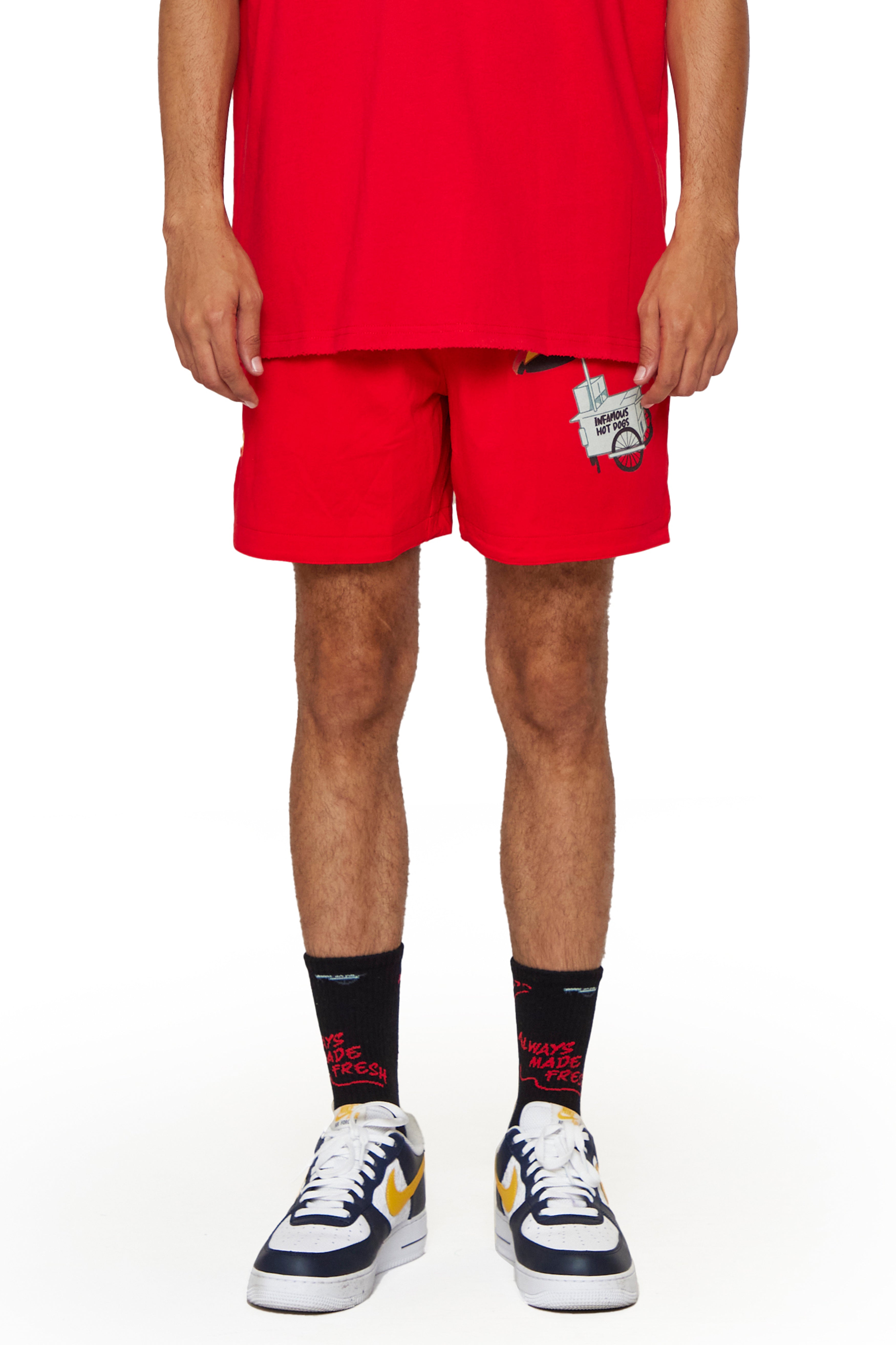 6thNBRHD SHORTS "MADE FRESH" -RED
