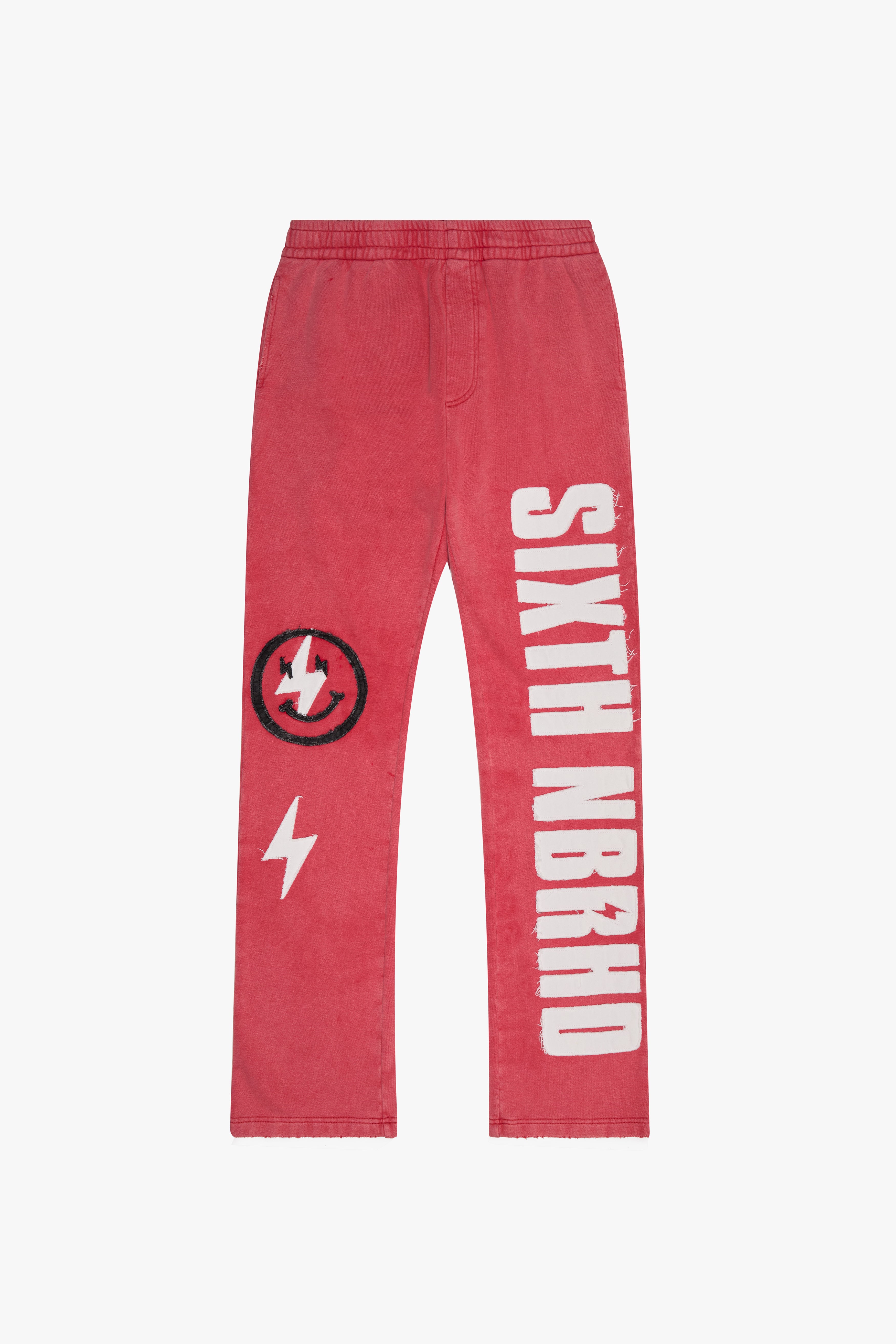 "CUTOUT" RELAXED FIT FLEECE PANTS RED