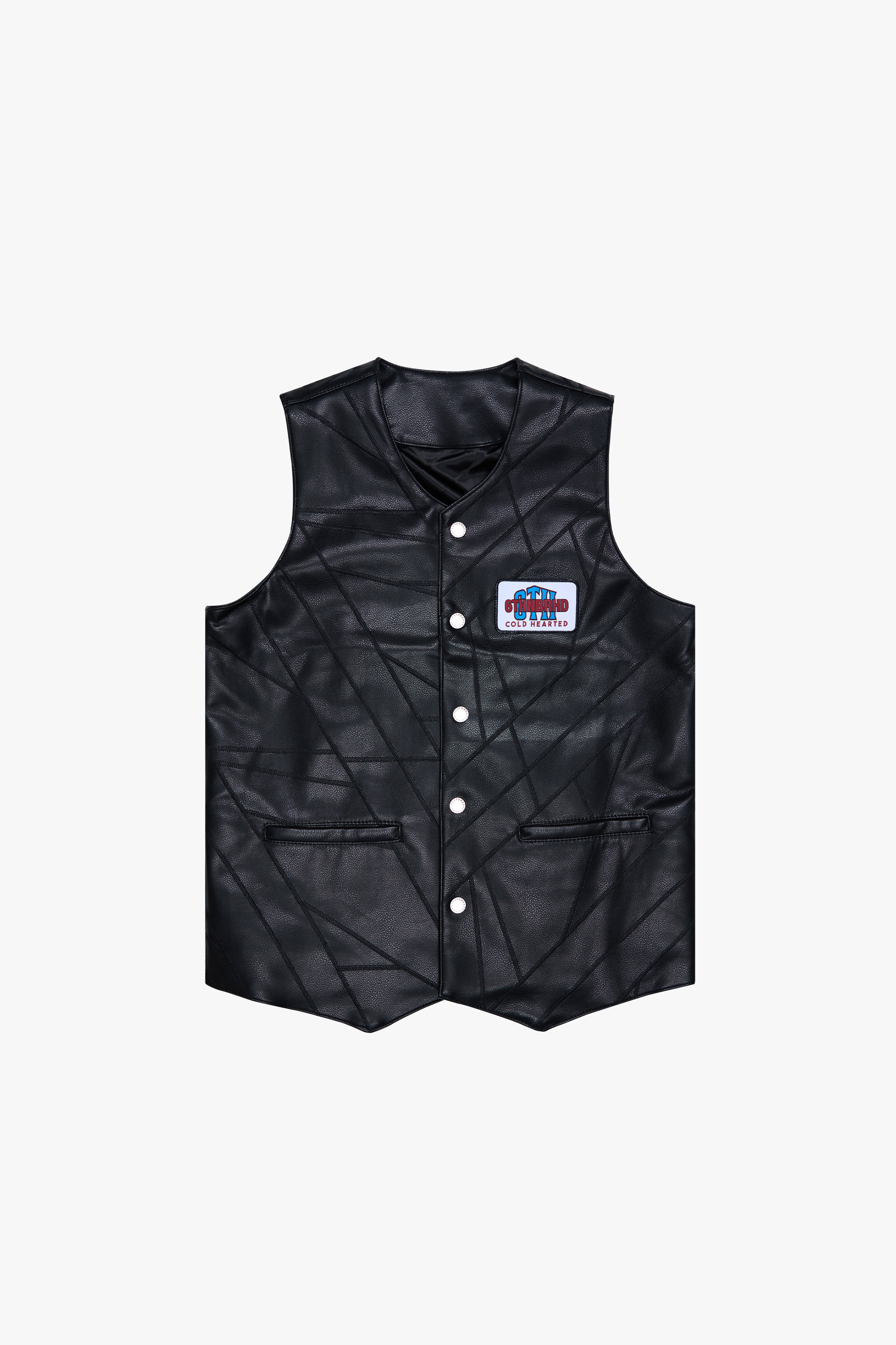 6thNBRHD LEATHER VEST "HARLEY" -BLACK