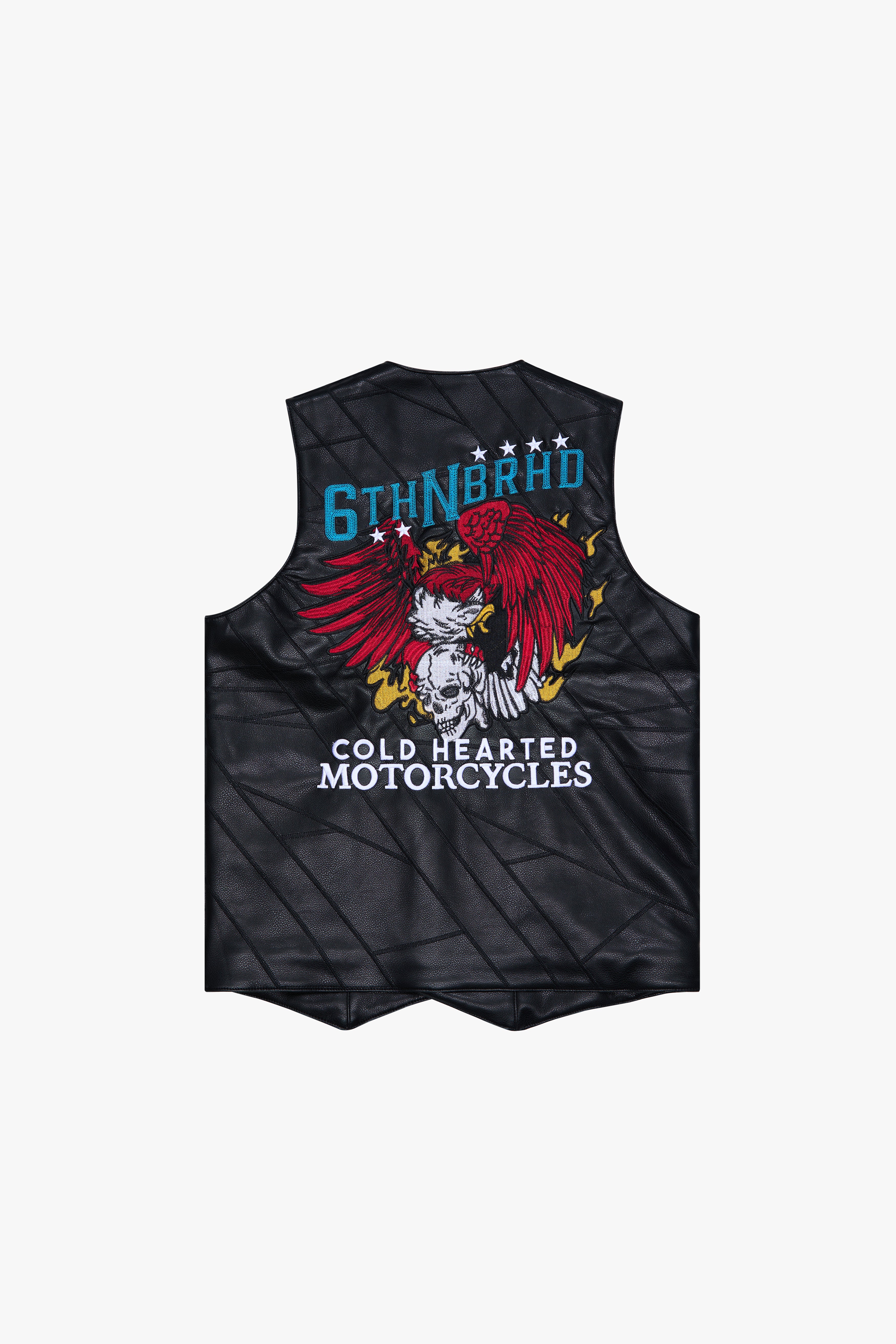 6thNBRHD LEATHER VEST "HARLEY" -BLACK