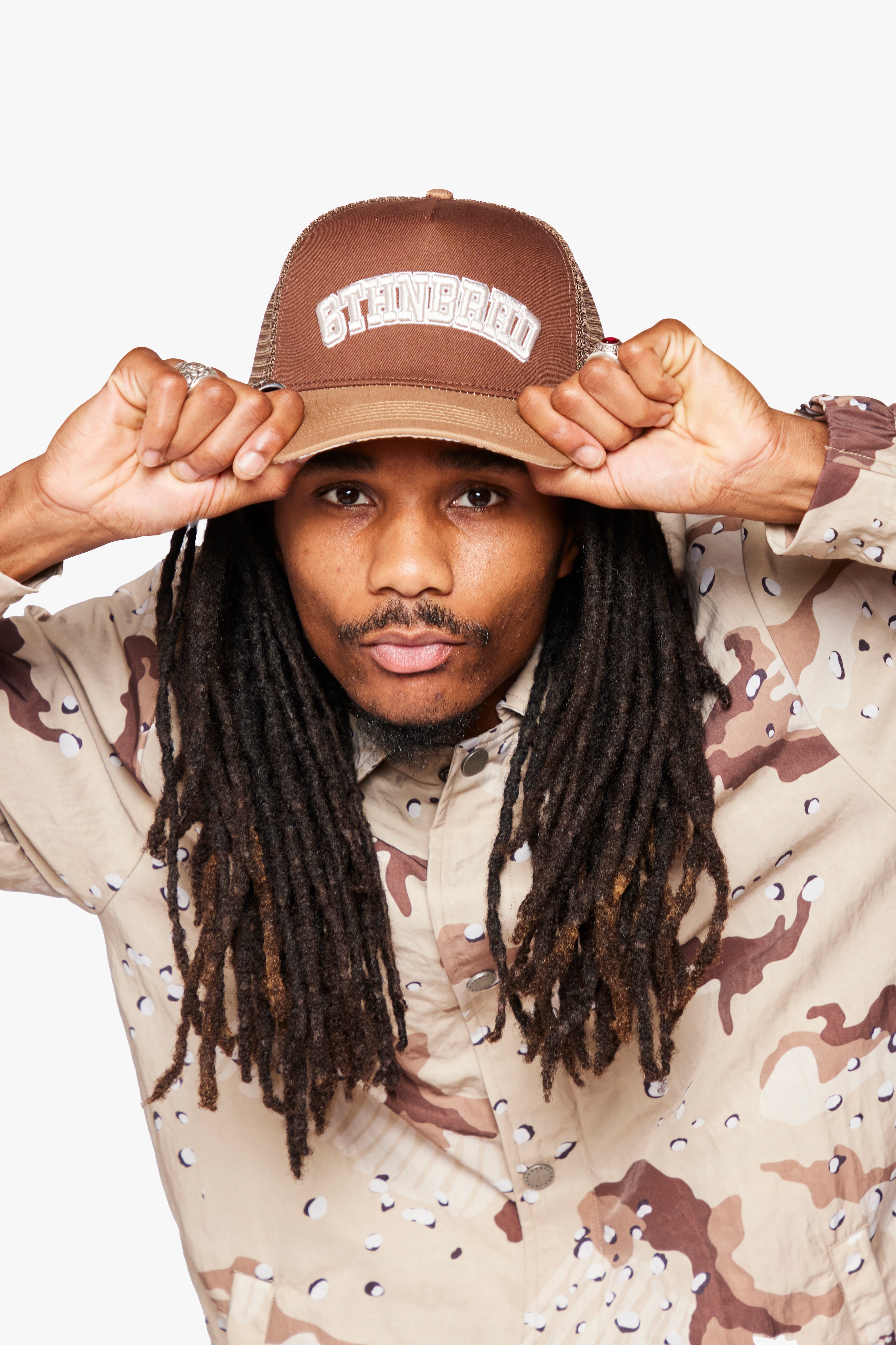 "Bombs" Snapback Hat Desert Camo