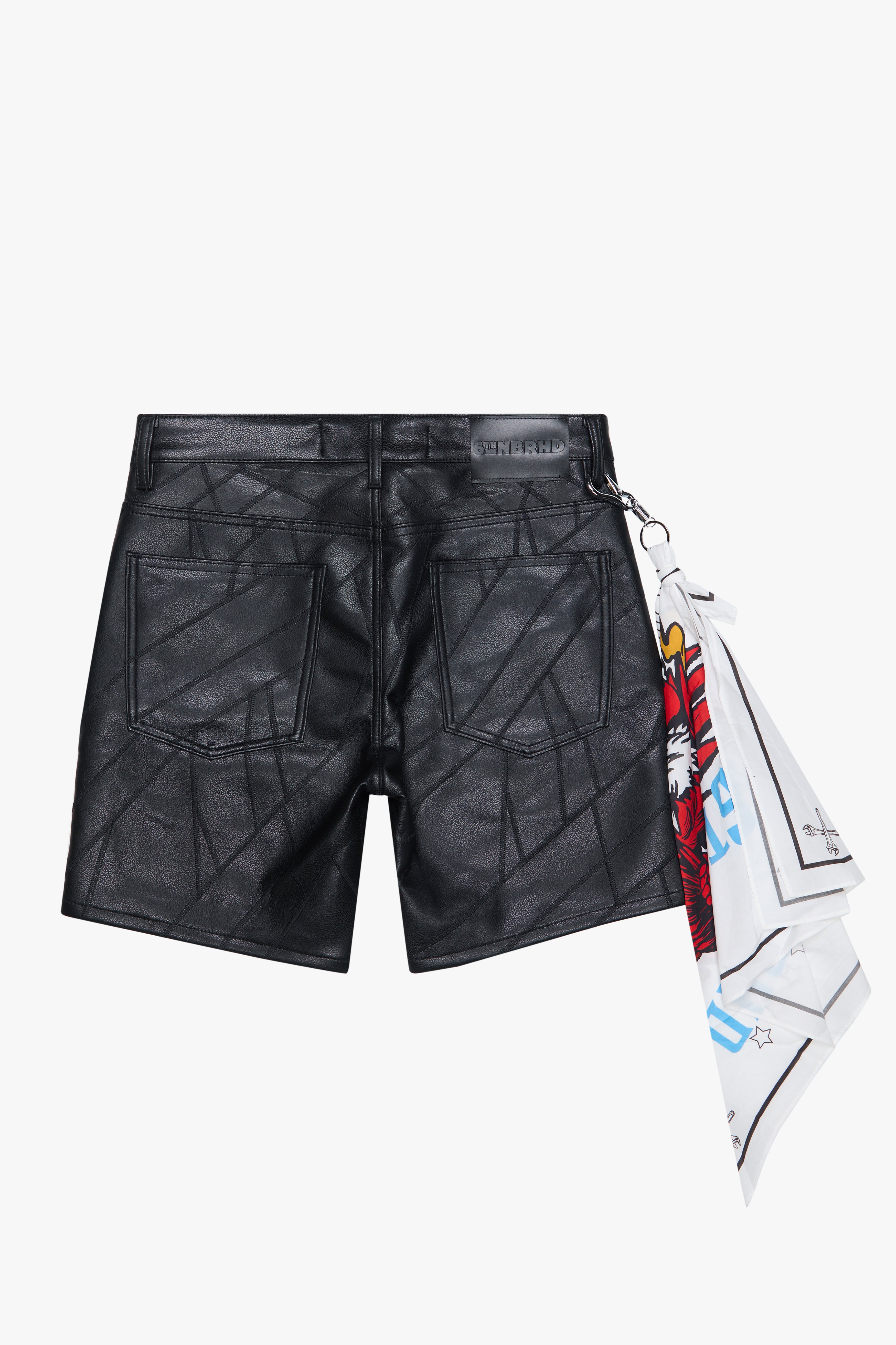 6thNBRHD LEATHER SHORTS "BIKER" BLACK