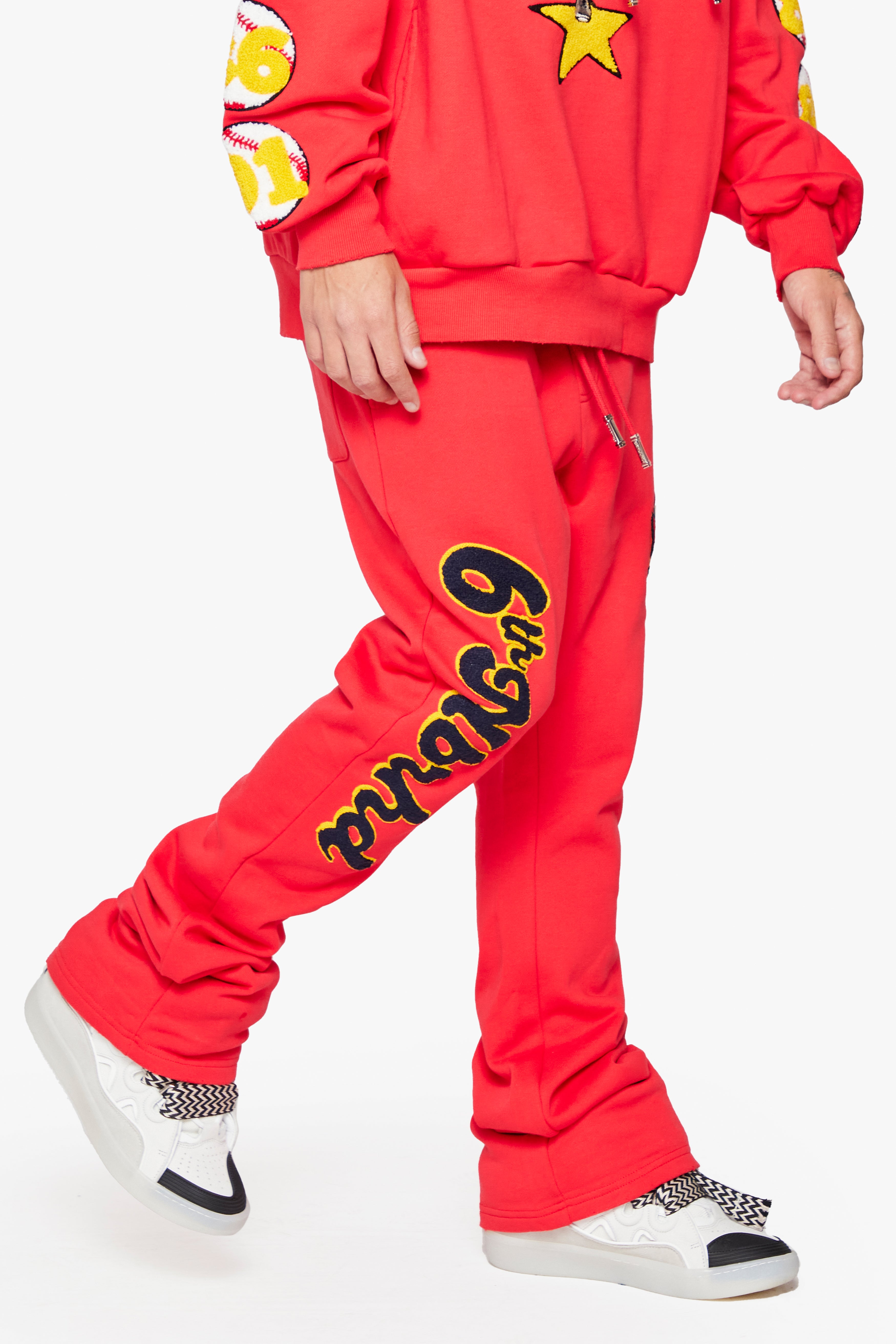 6thNBRHD FLEECE PANTS STACKED "CHAMPS" RED