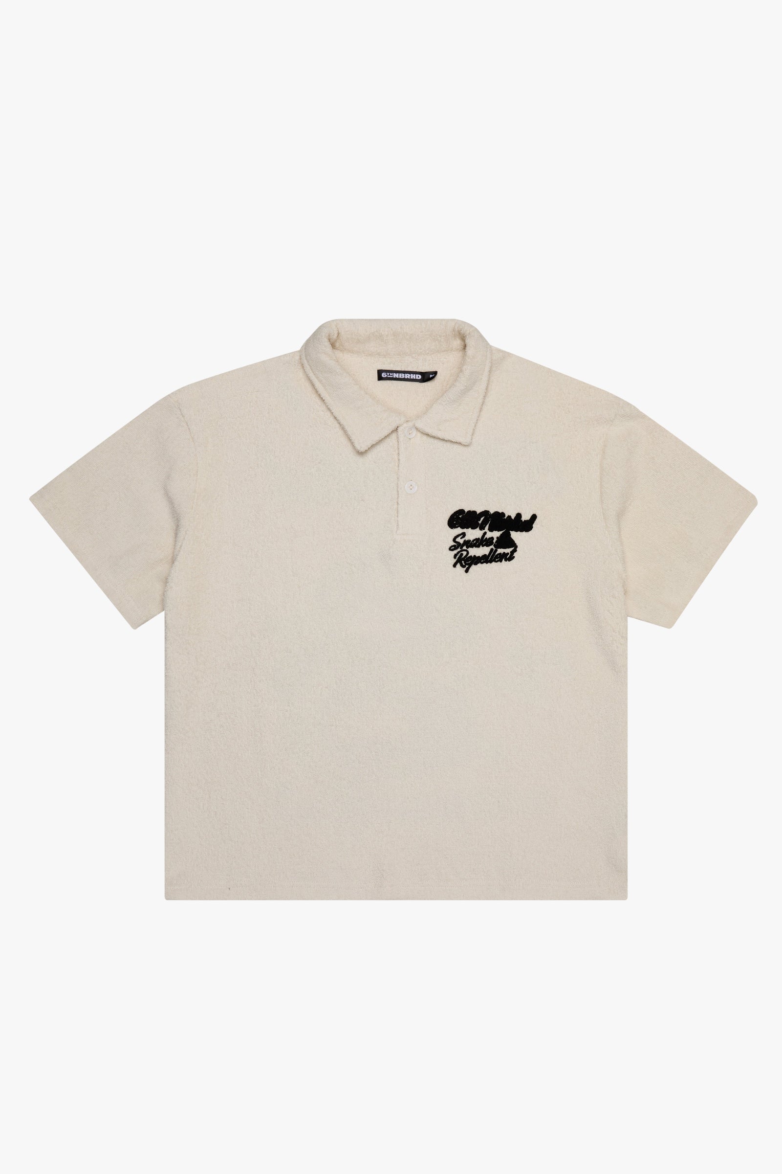 "Dead Snakes" Woven Polo Shirt Cream