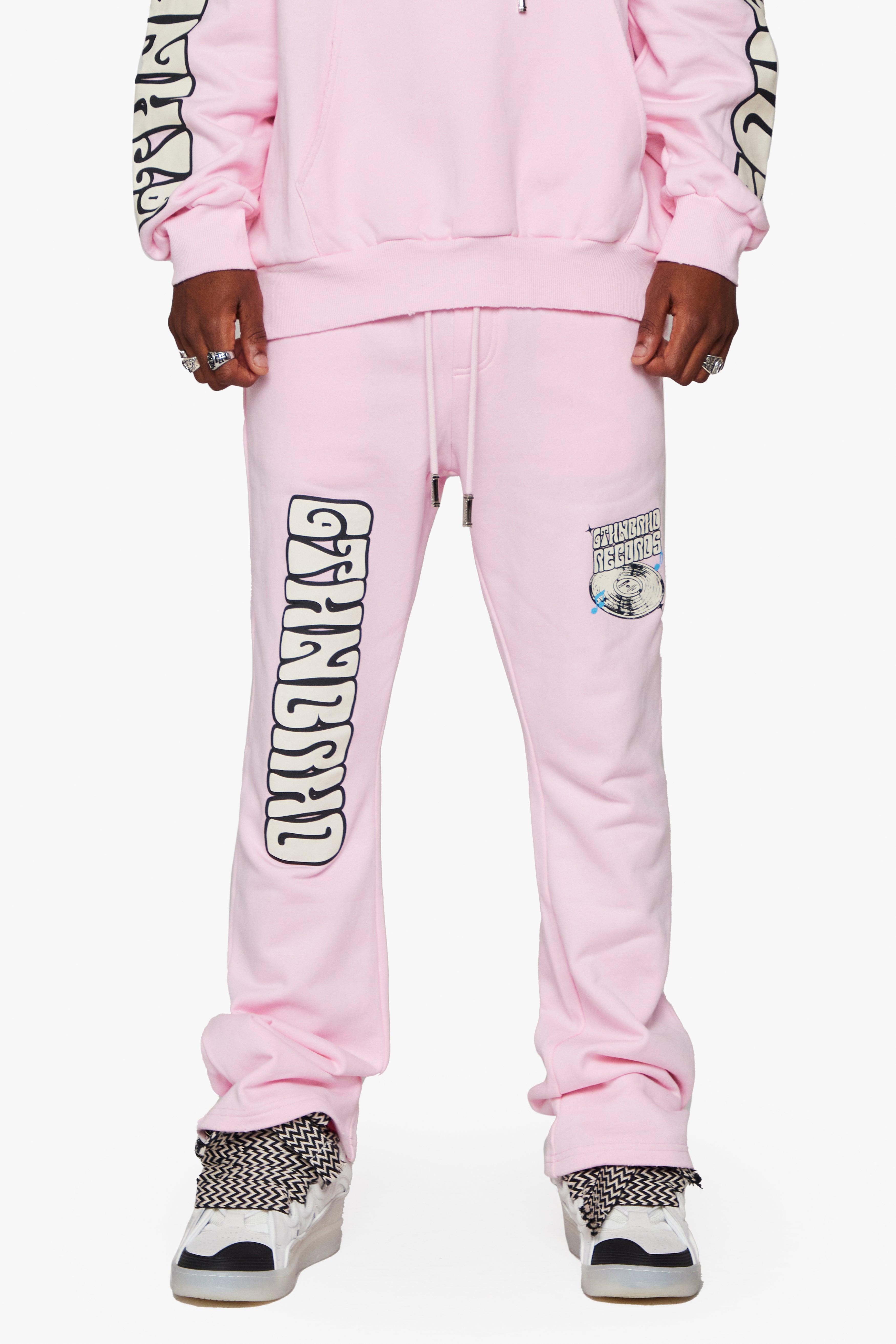6thNBRHD FLEECE PANTS "HIT VILLE" LT PINK