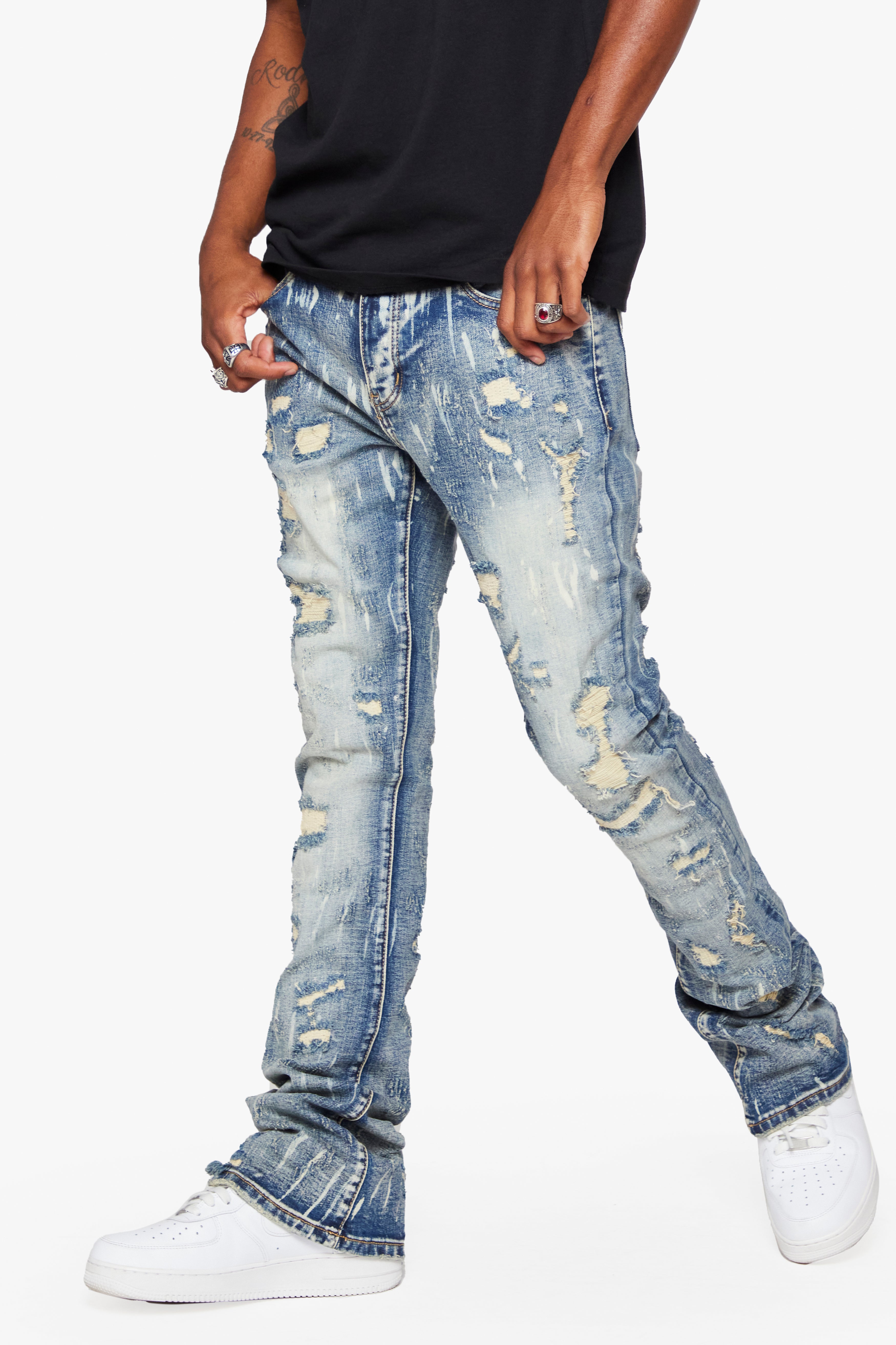 "River Valley" Stacked Jeans Light Blue