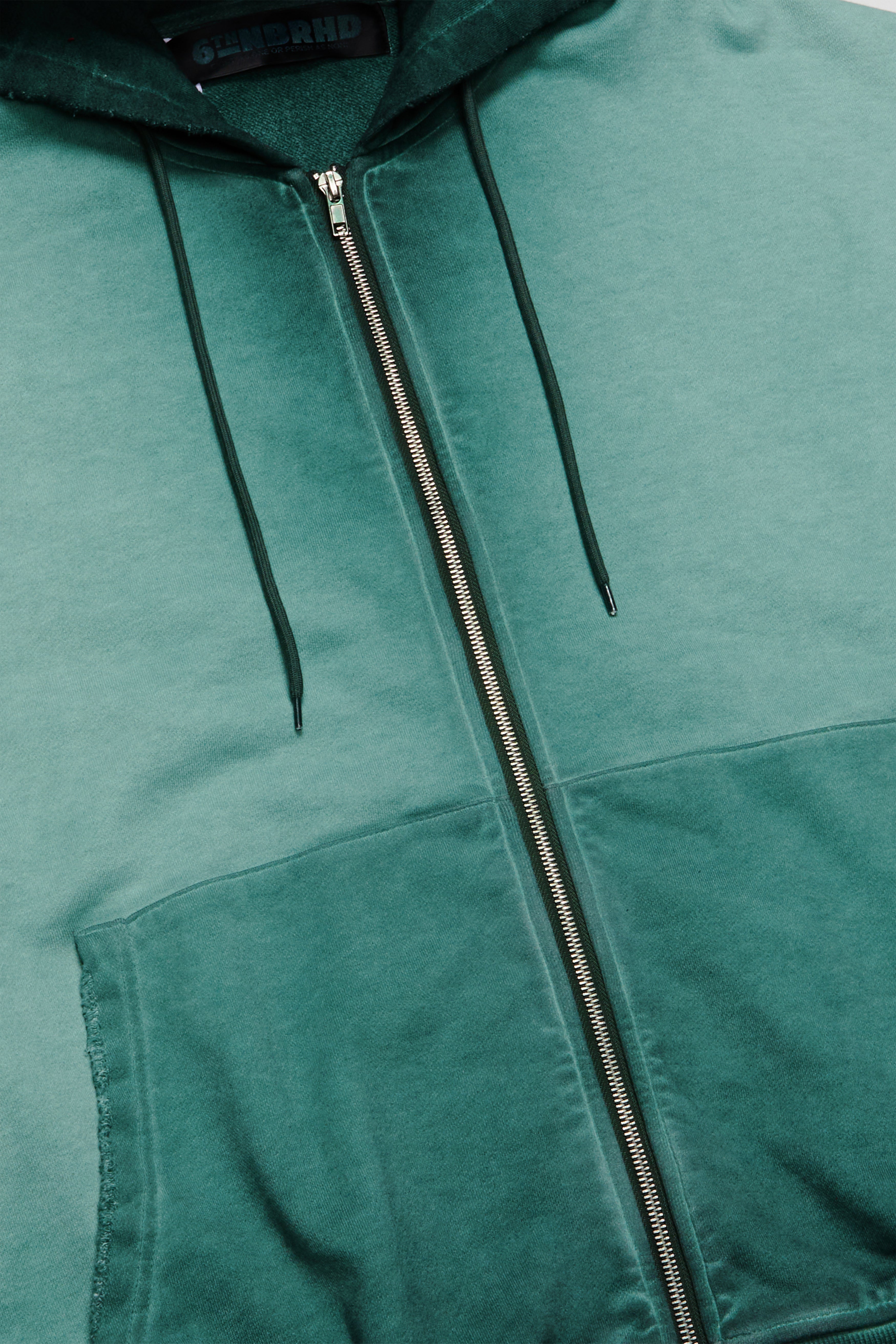 "Esntl 2.0" Zip-Up Hoodie Vintage Green