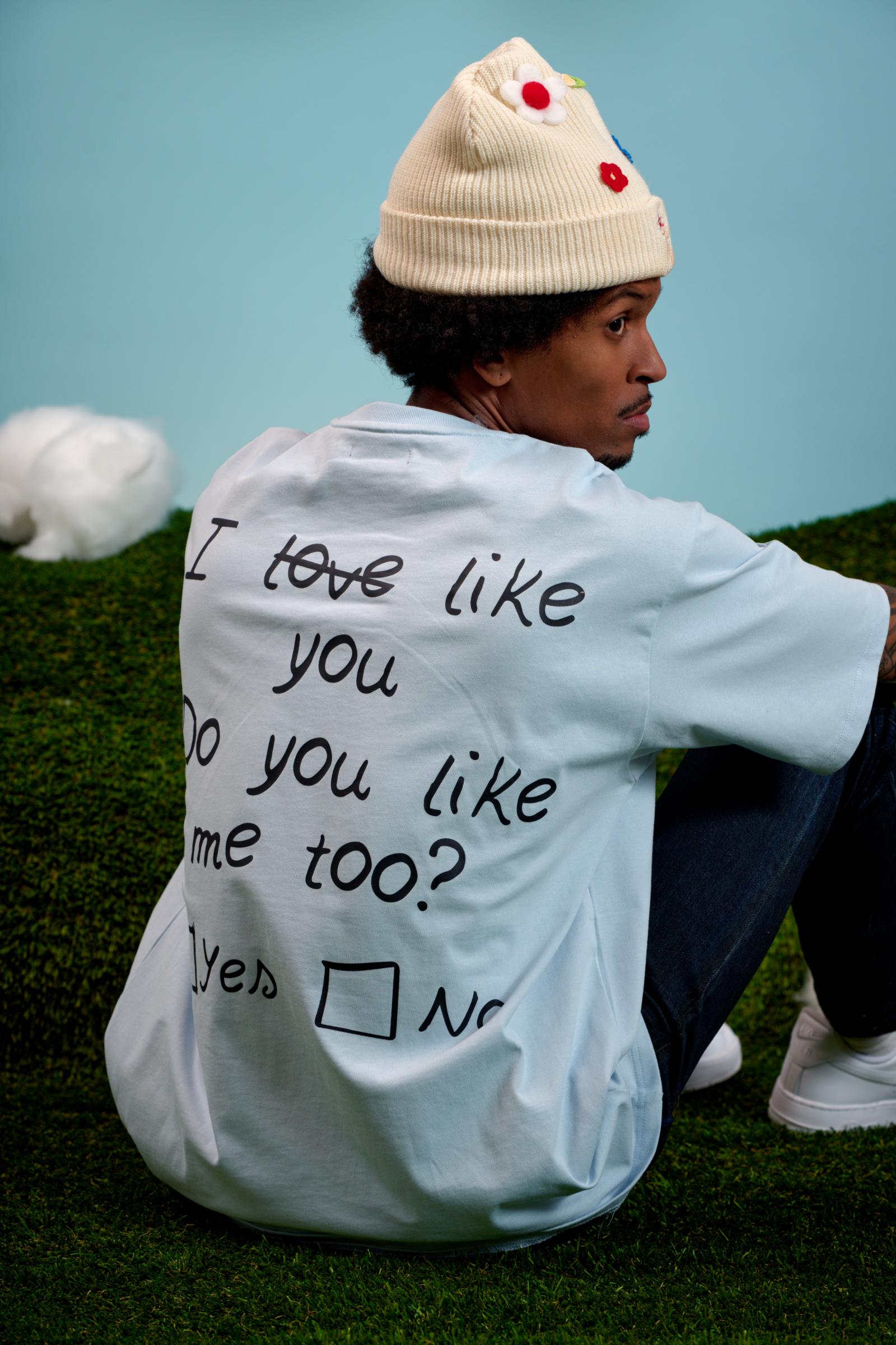 "Yes/No" Graphic Tee Baby Blue