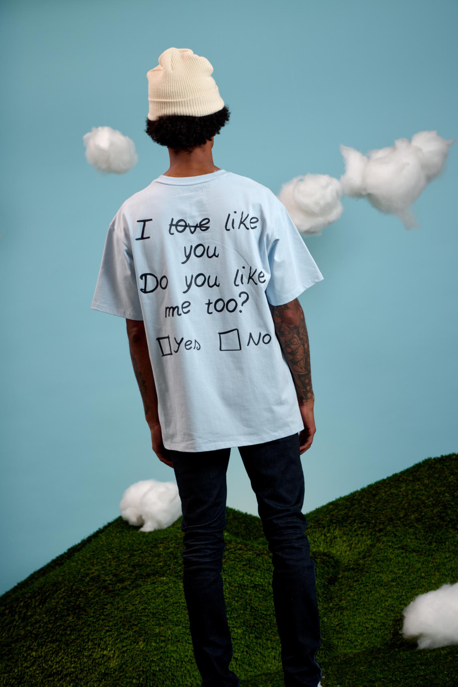 "Yes/No" Graphic Tee Baby Blue