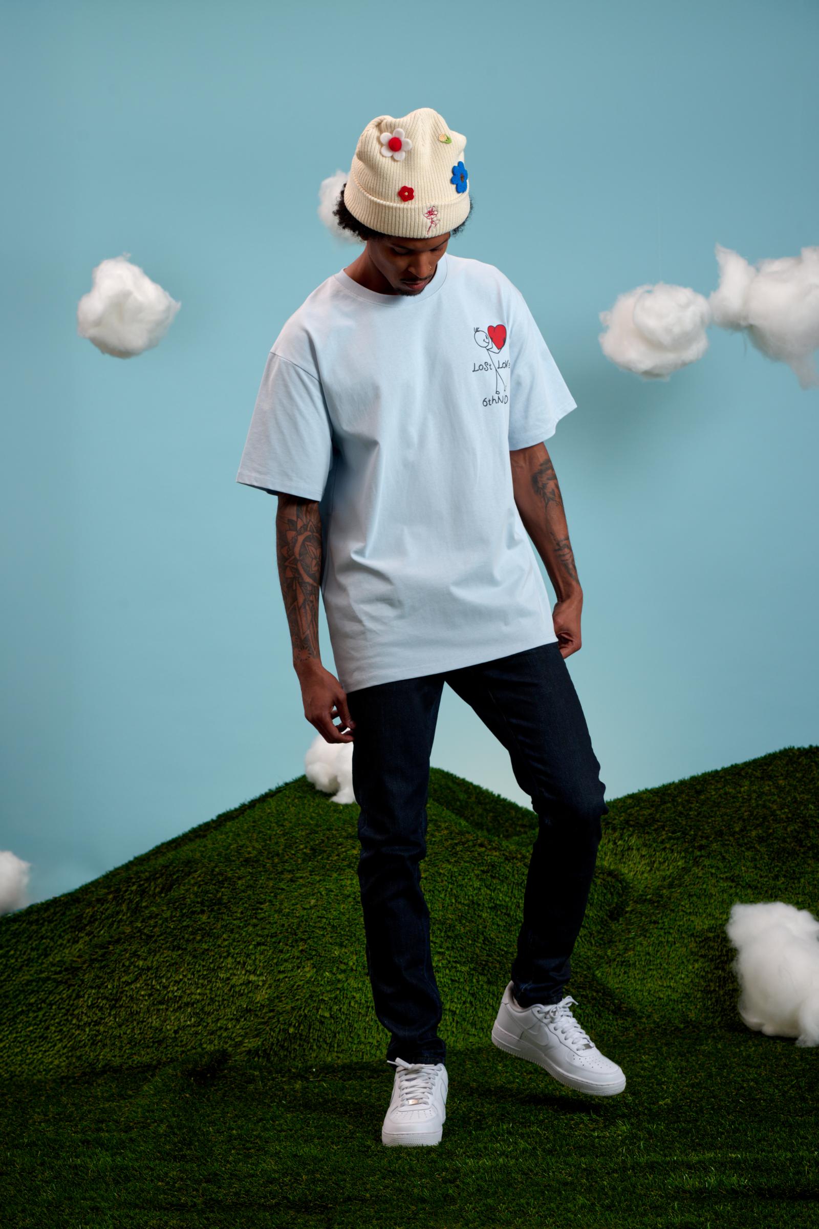 "Yes/No" Graphic Tee Baby Blue