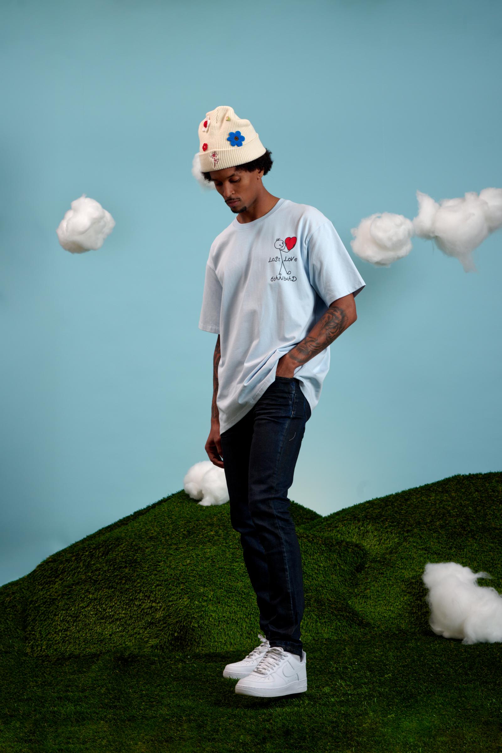 "Yes/No" Graphic Tee Baby Blue