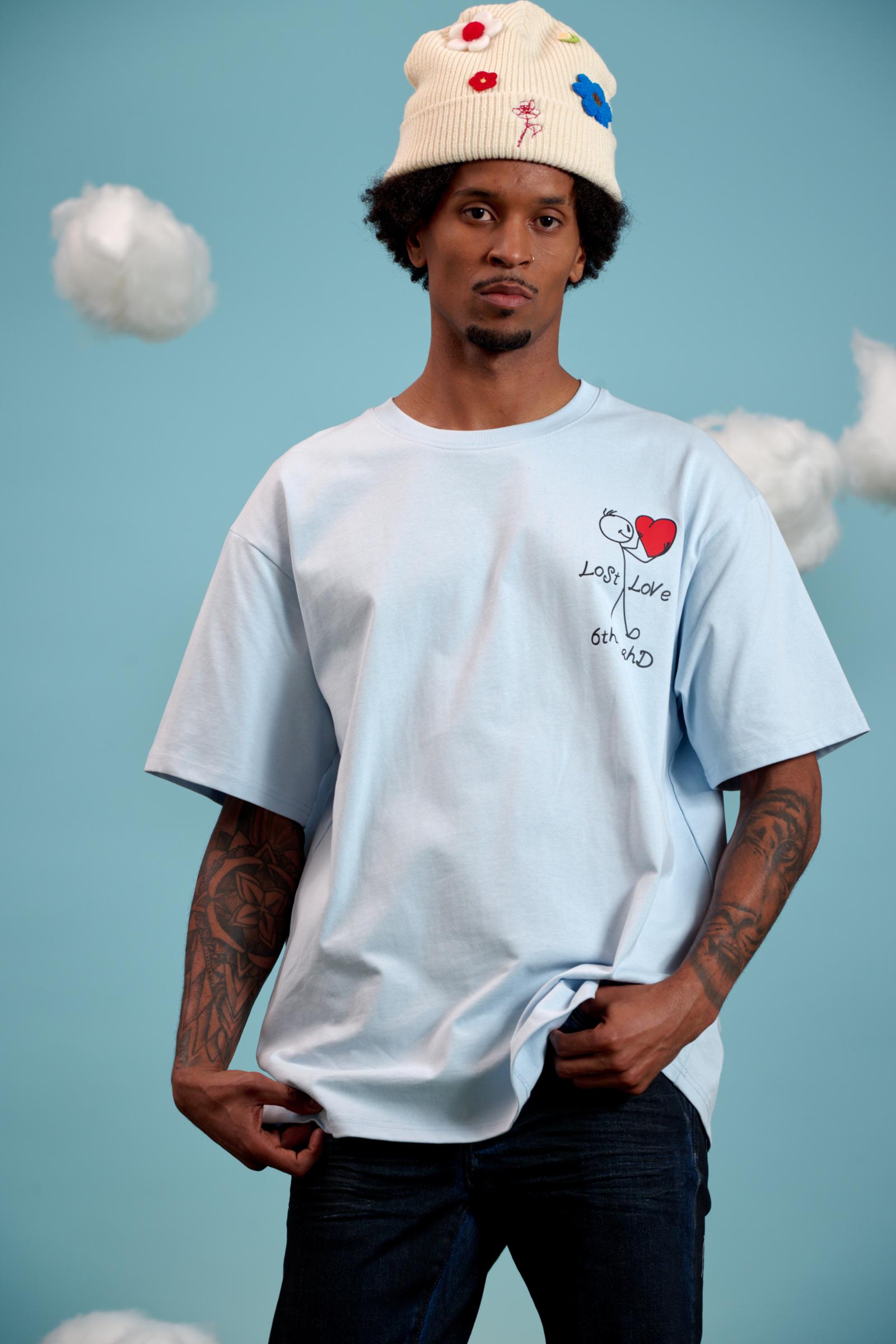 "Yes/No" Graphic Tee Baby Blue
