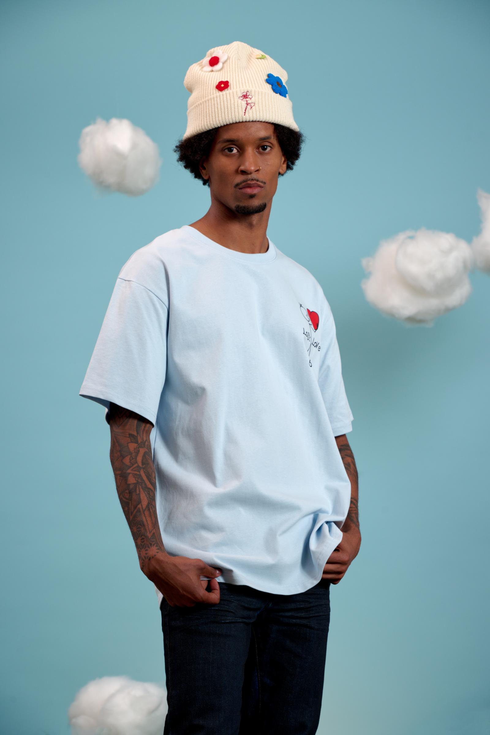 "Yes/No" Graphic Tee Baby Blue