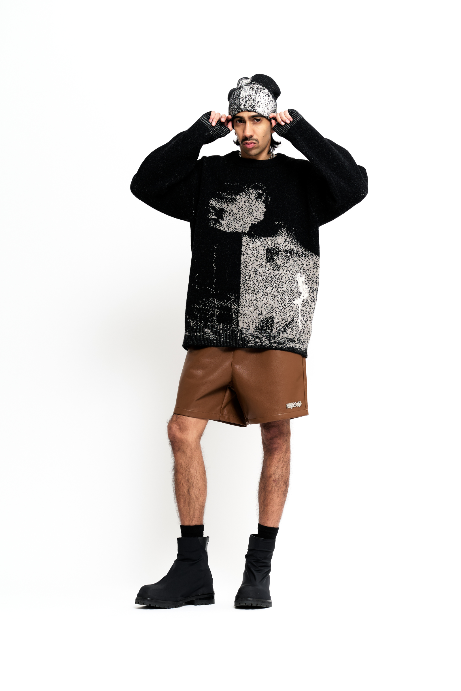 "Global" Leather Shorts Mocha