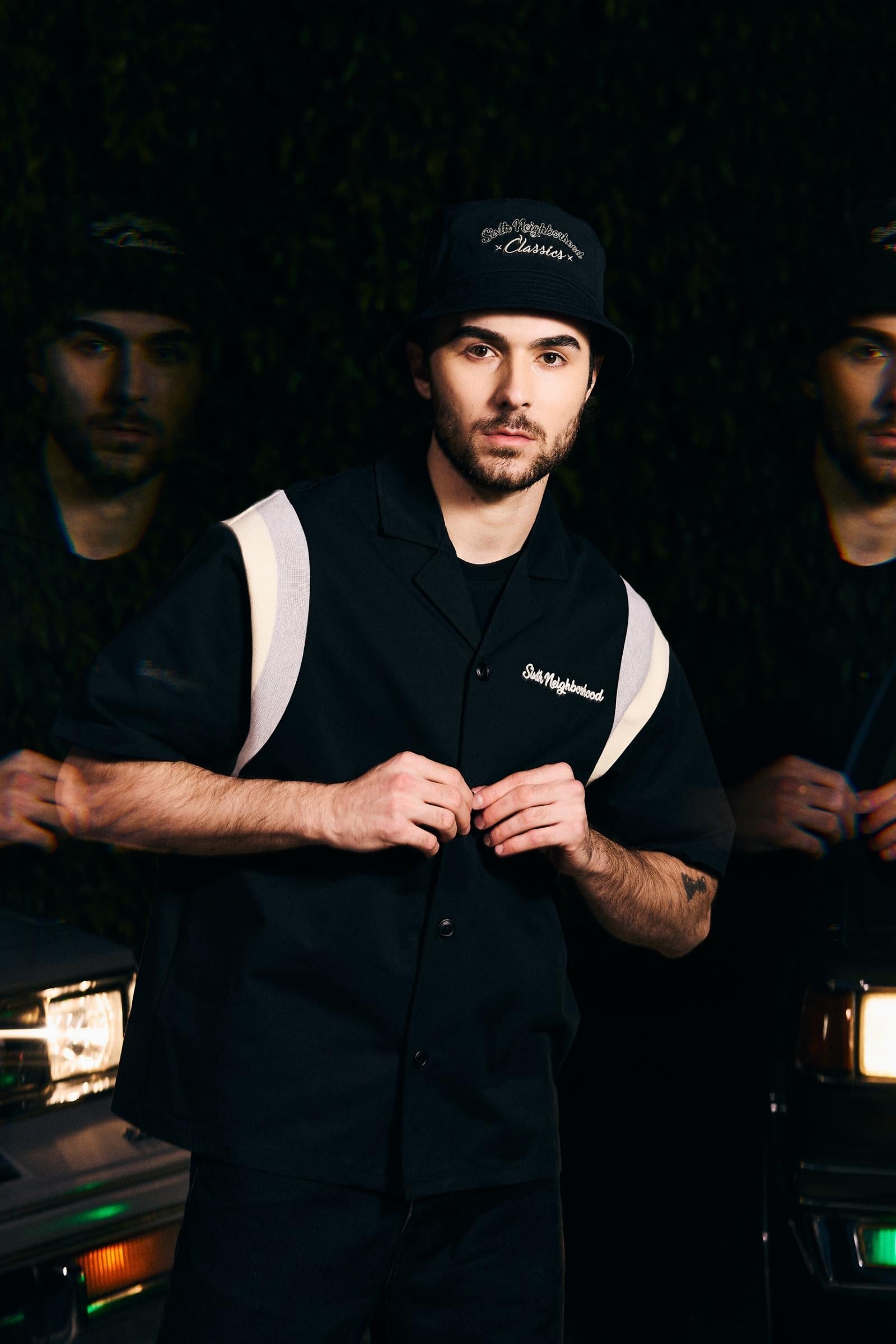"In My Lane" Boxy Woven Shirt Black