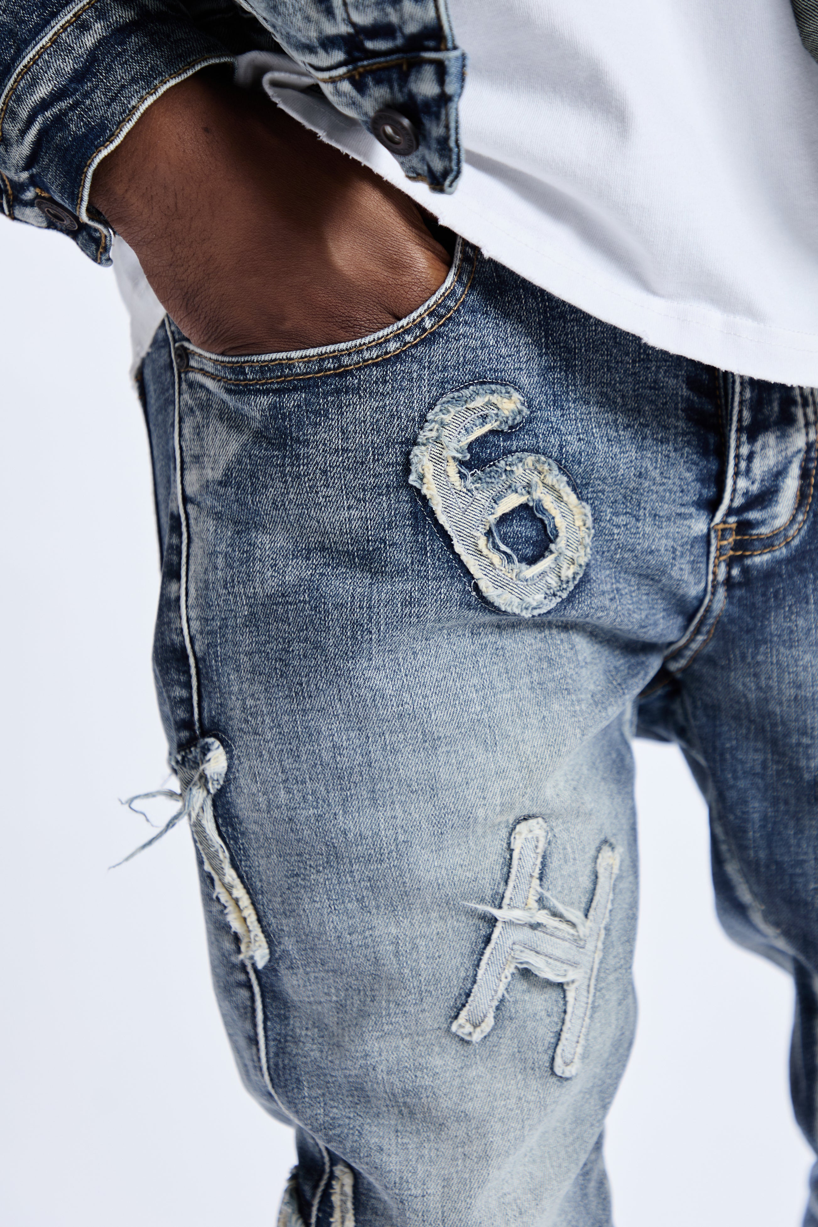 "PIECE" DENIM SKINNY - BLUE WASH