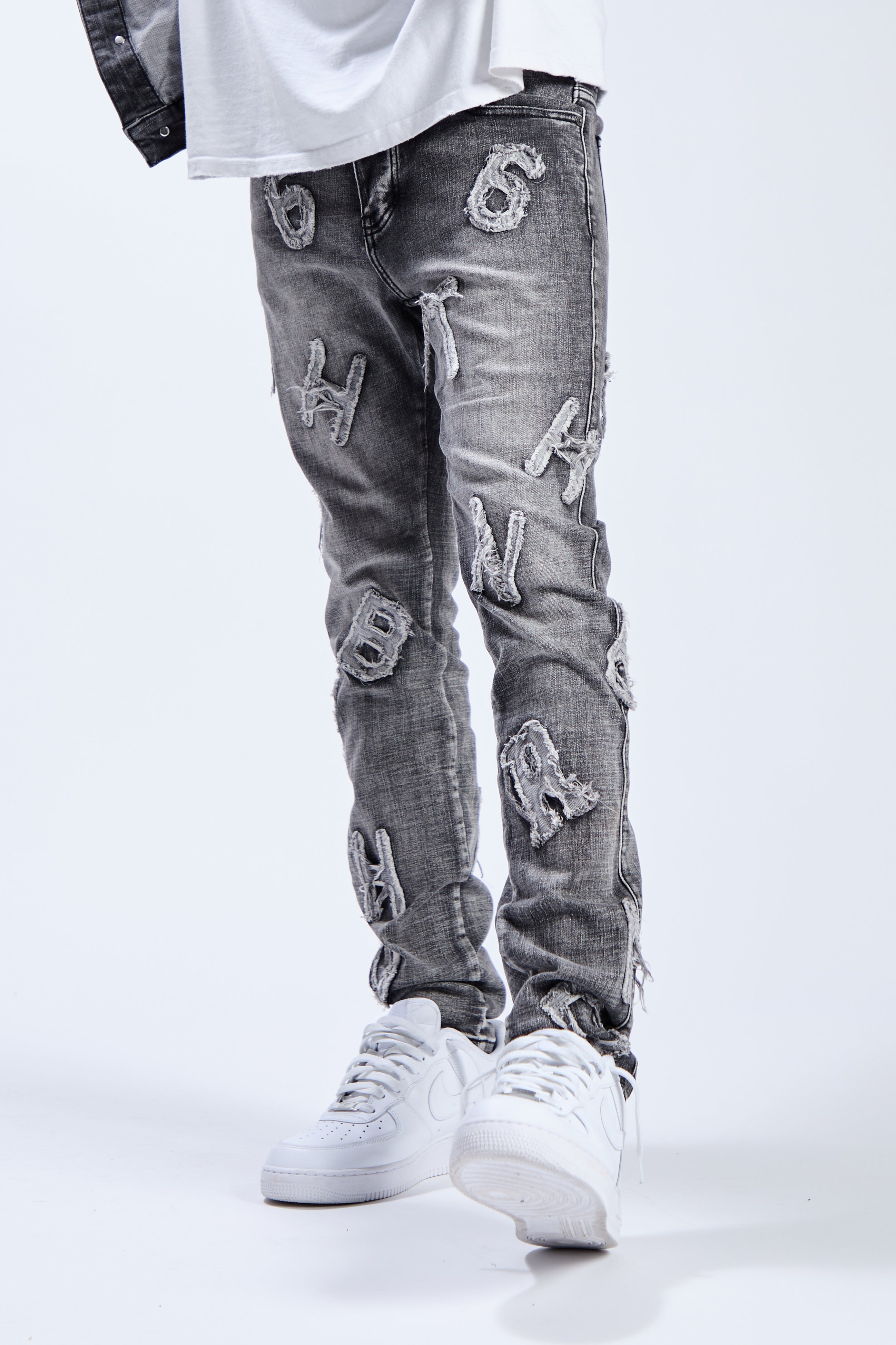 "PIECE" DENIM SKINNY - GREY WASH