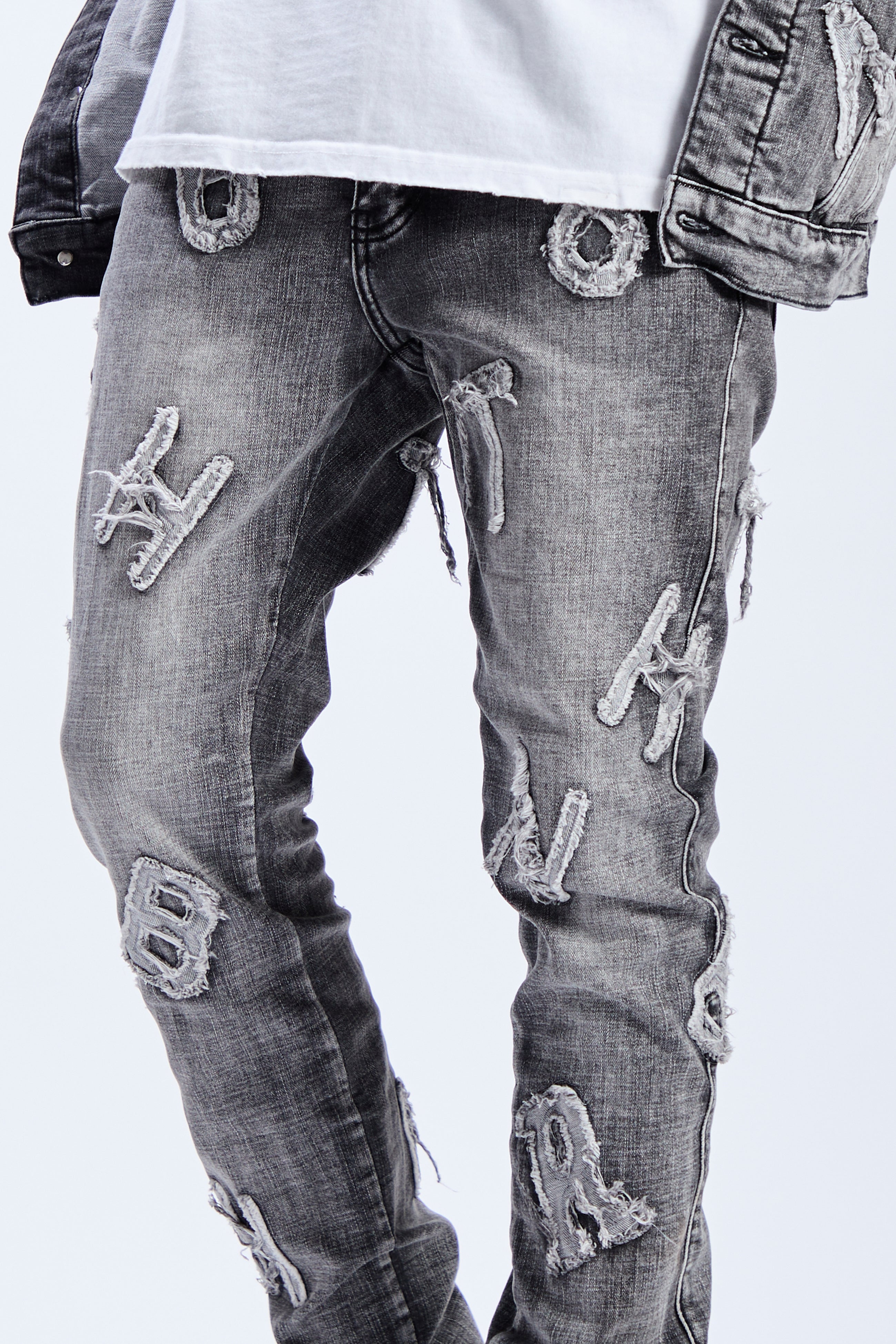 "PIECE" DENIM SKINNY - GREY WASH