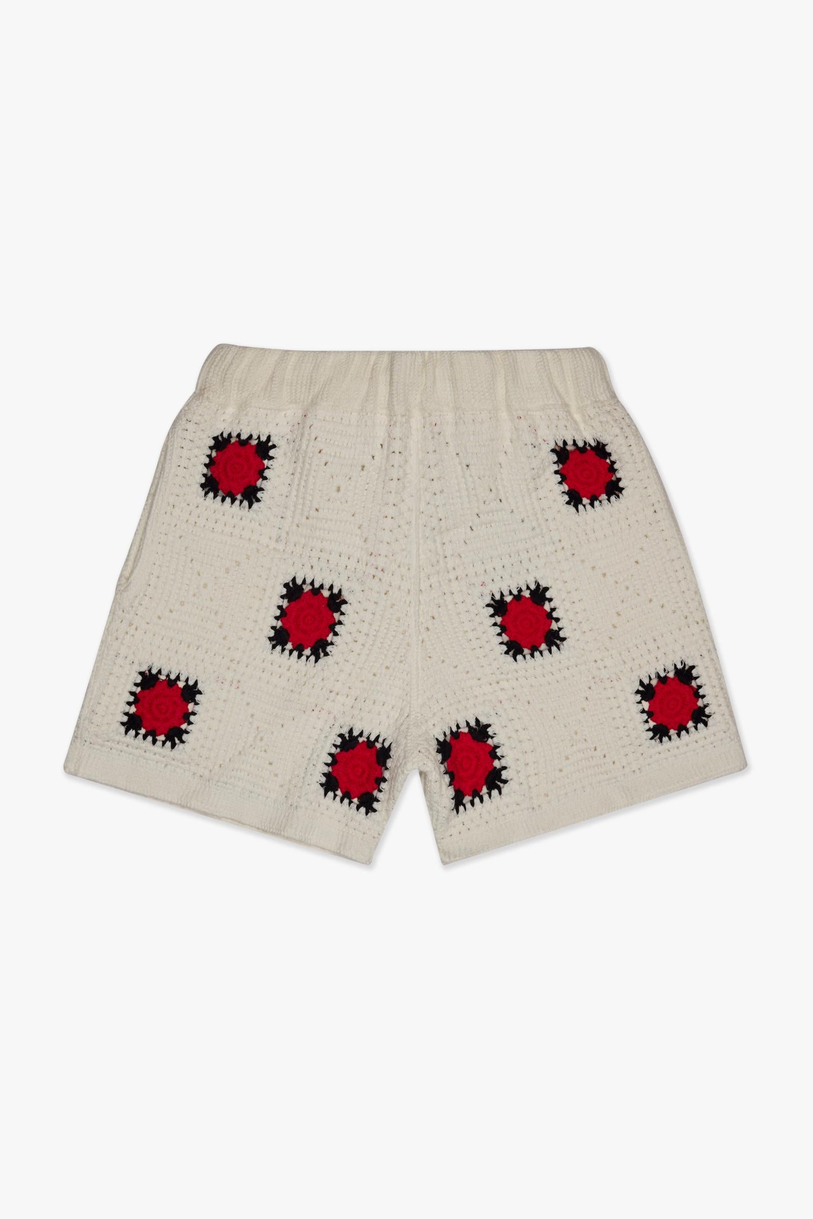 "HANDMADE" KNIT SHORTS - WHITE - BLACK