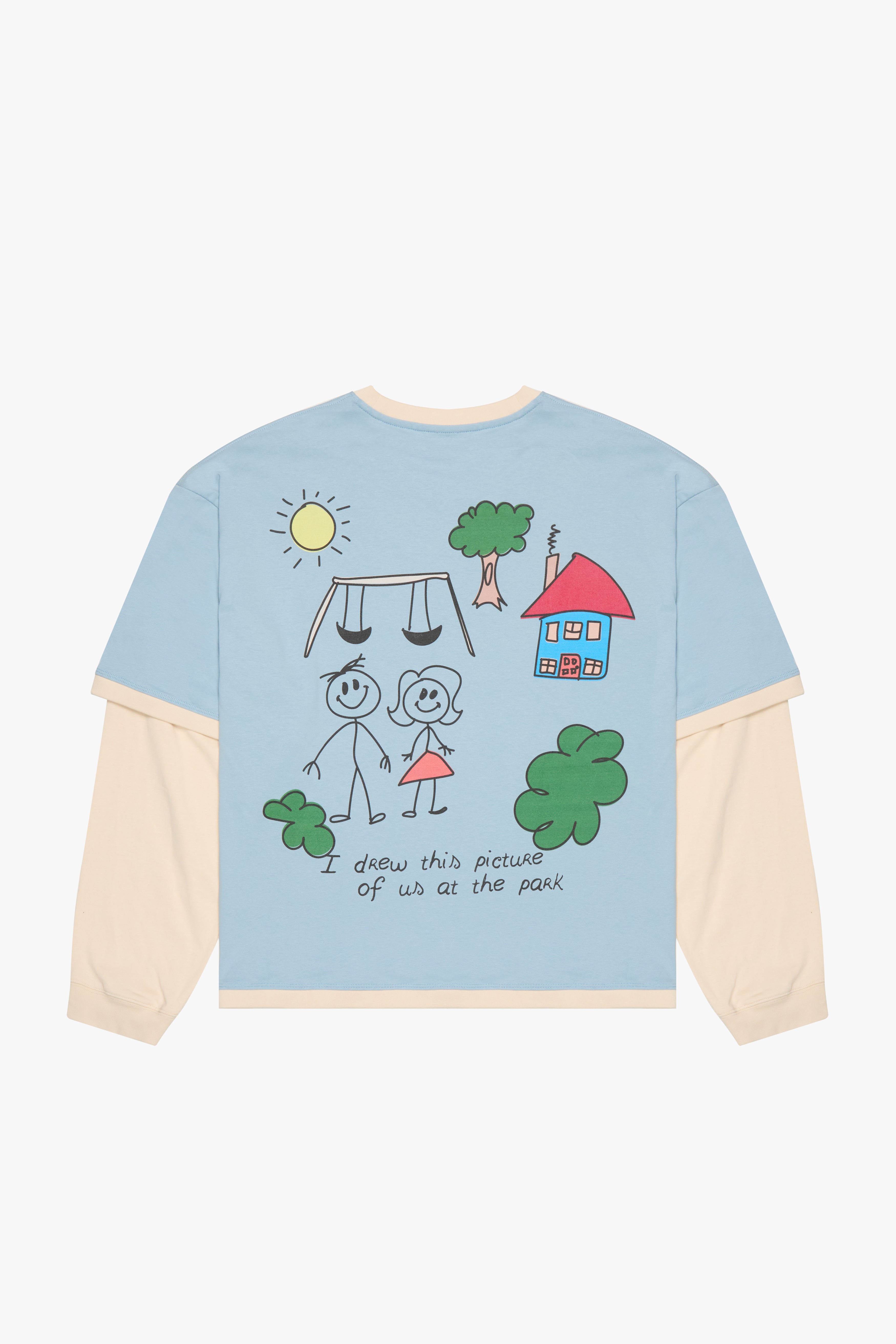 "Drawing" Graphic Long Sleeve Tee Baby Blue