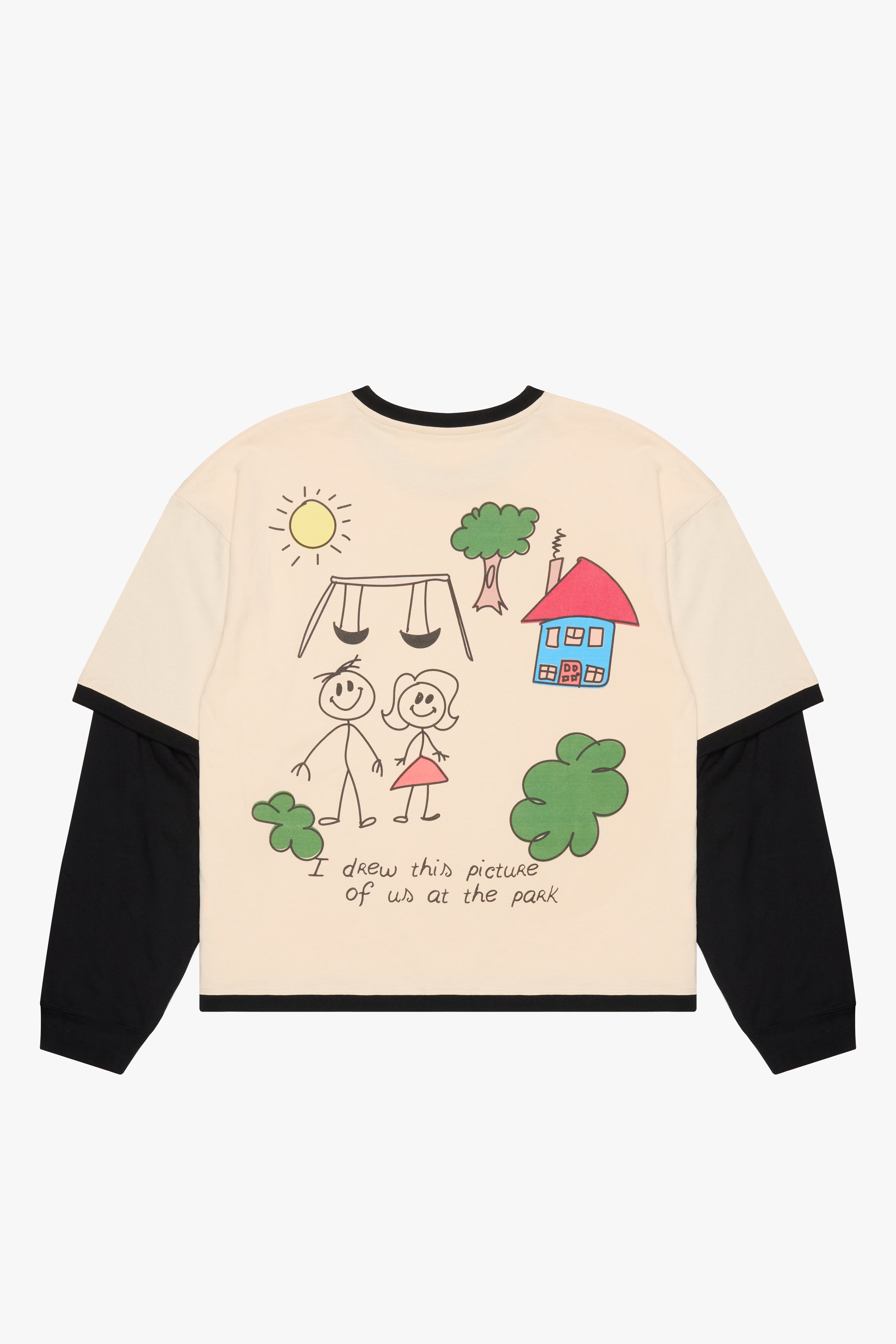 "Drawing" Graphic Long Sleeve Tee Cream
