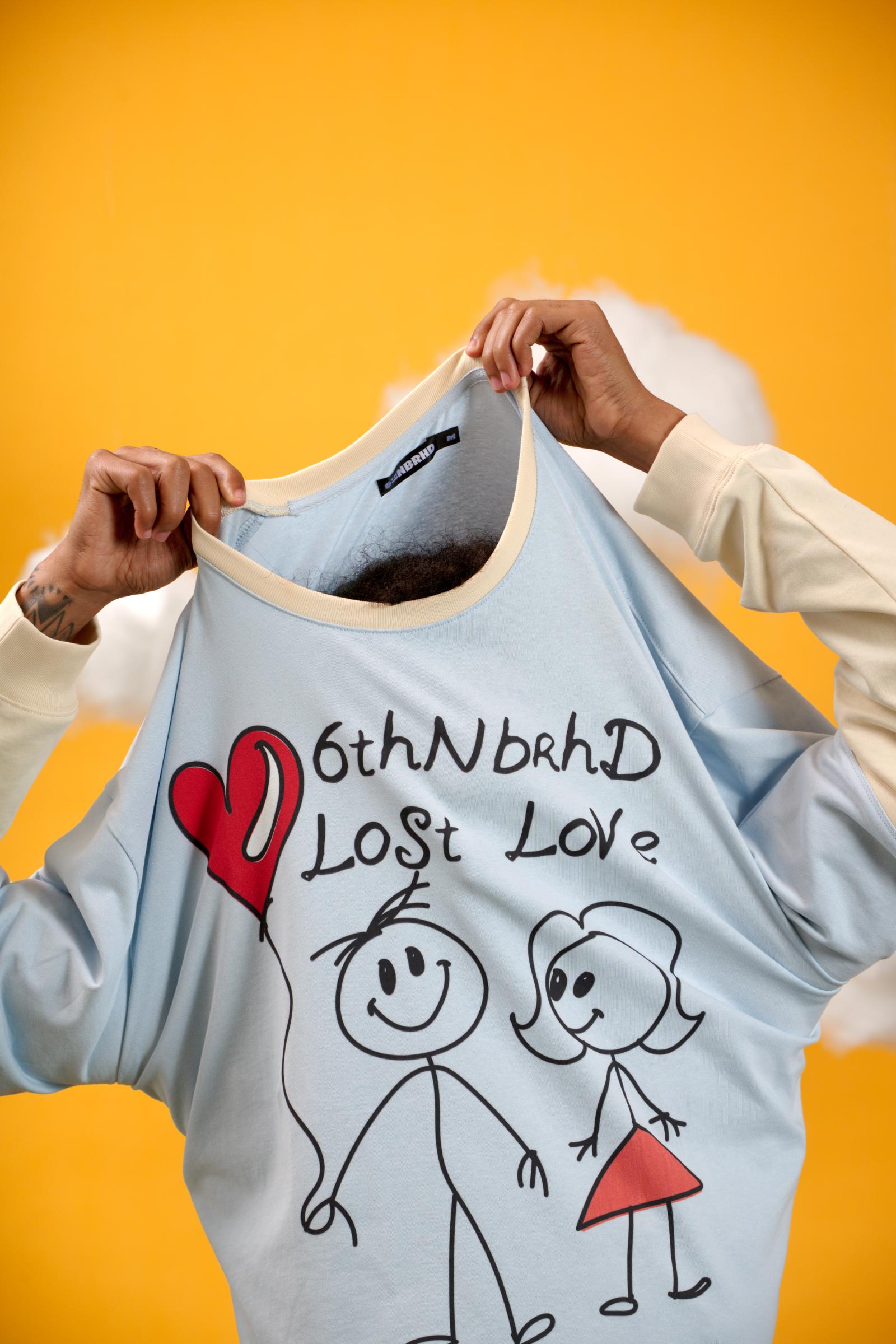 "Drawing" Graphic Long Sleeve Tee Baby Blue