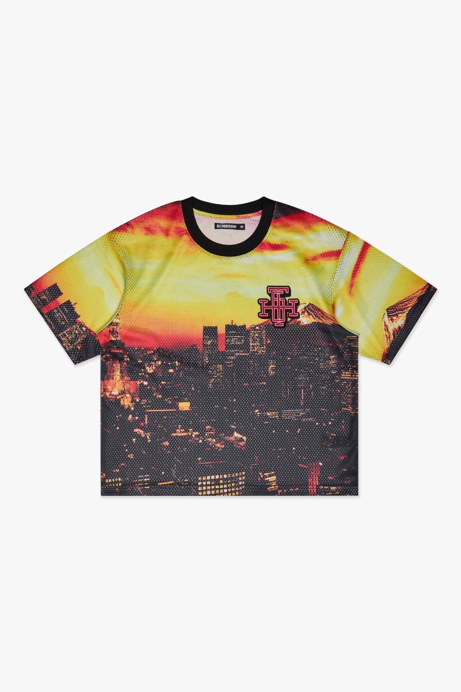 "SCRIMMAGE" BOX-FIT MESH TEE - ORG MULTI