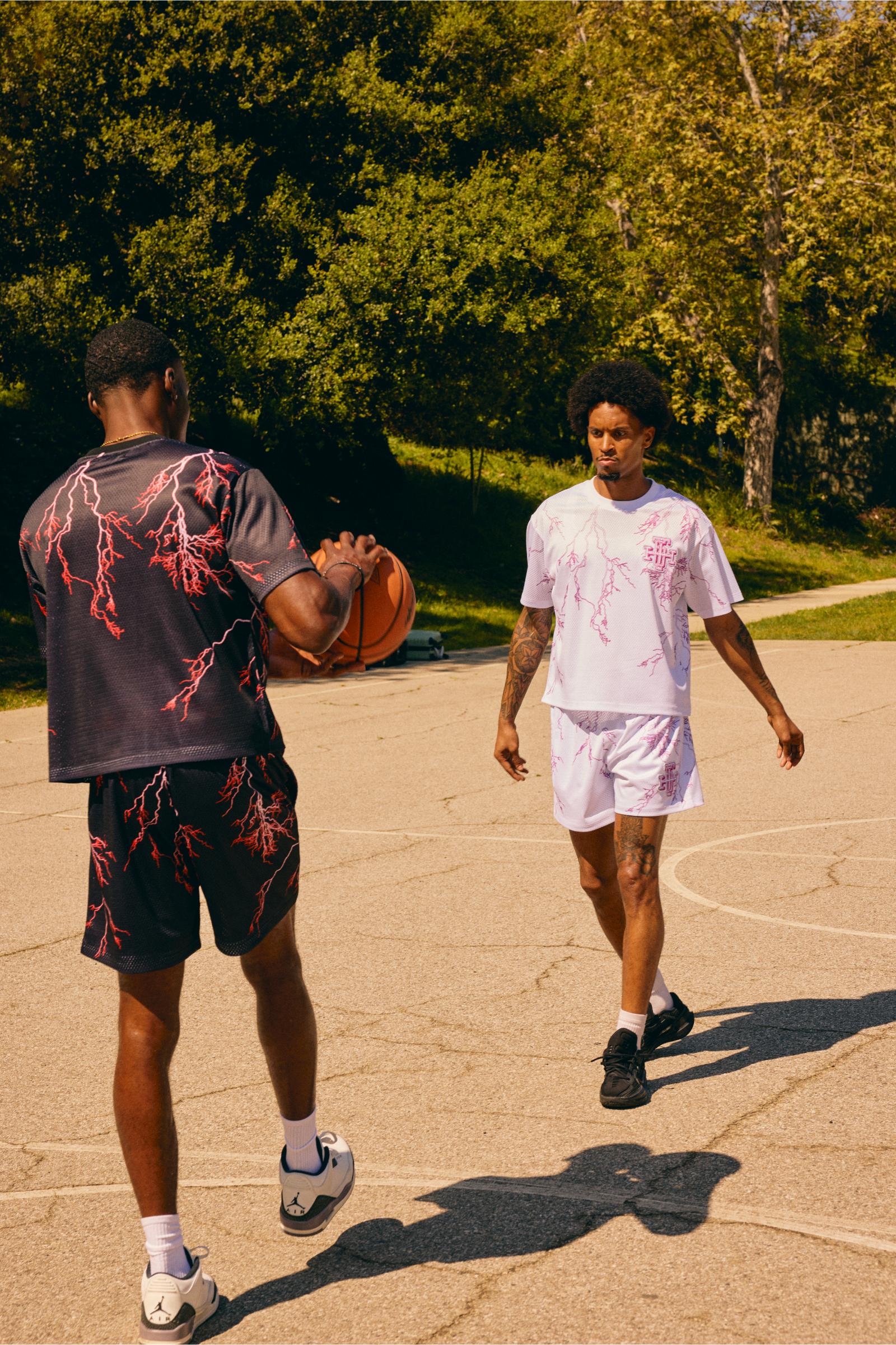 "Scrimmage" Box-Fit Mesh Tee White Purple
