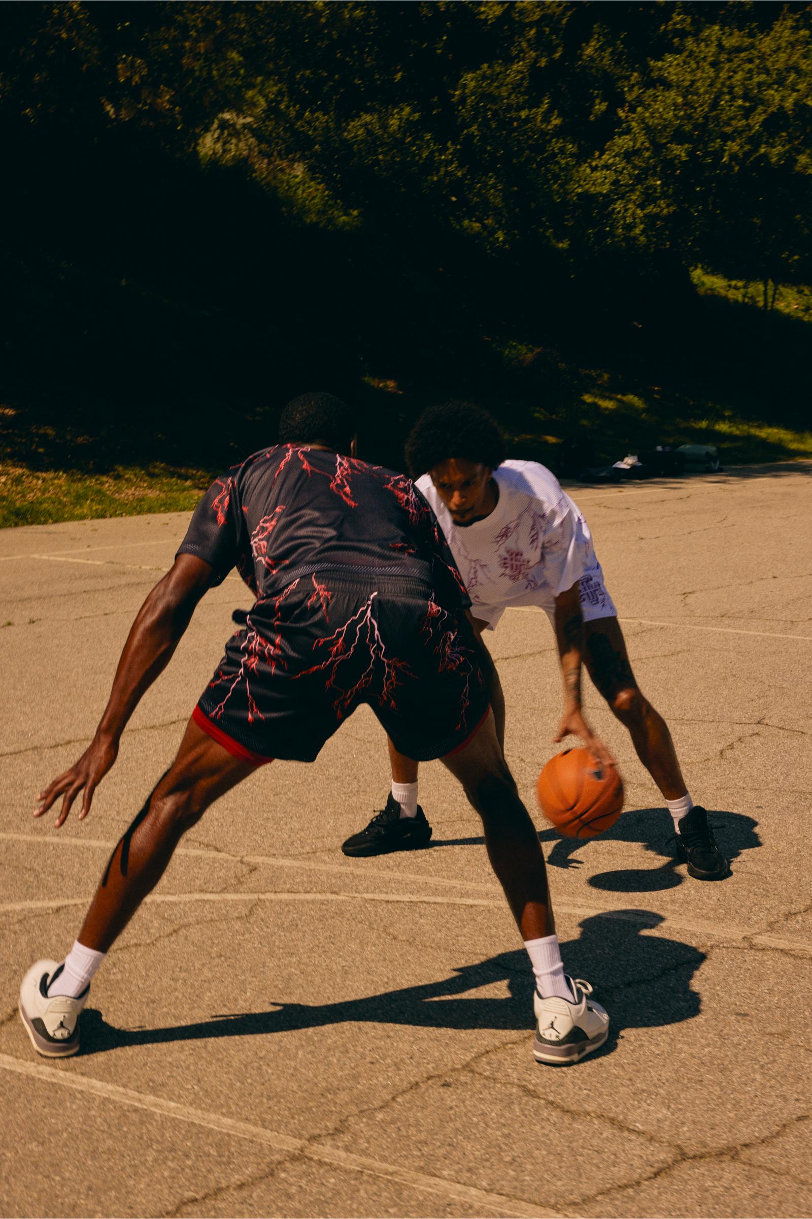 "Scrimmage" Box-Fit Mesh Tee Black Red