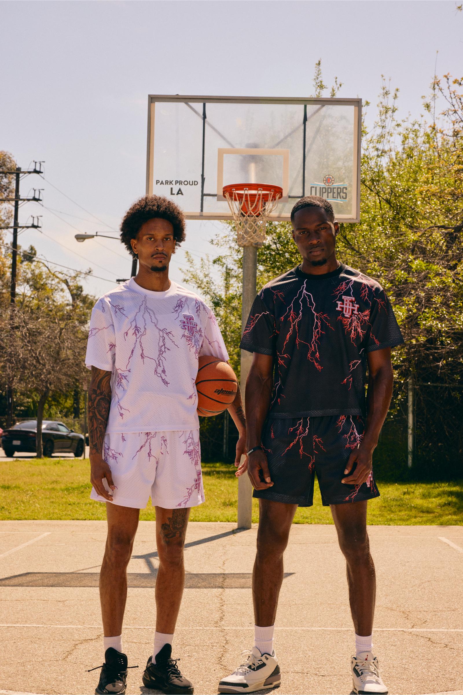 "Try-Outs" Mesh Shorts White Purple