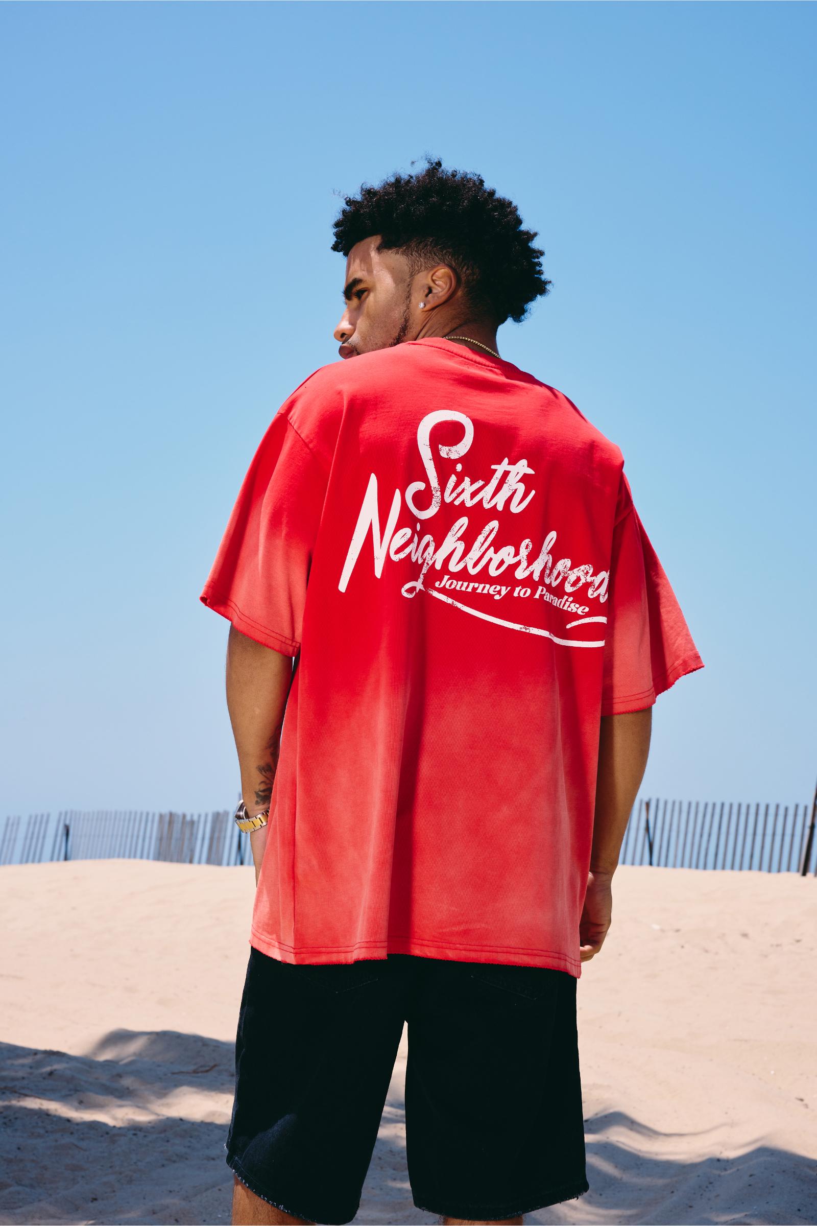 "Paradise" Oversized Tee Red