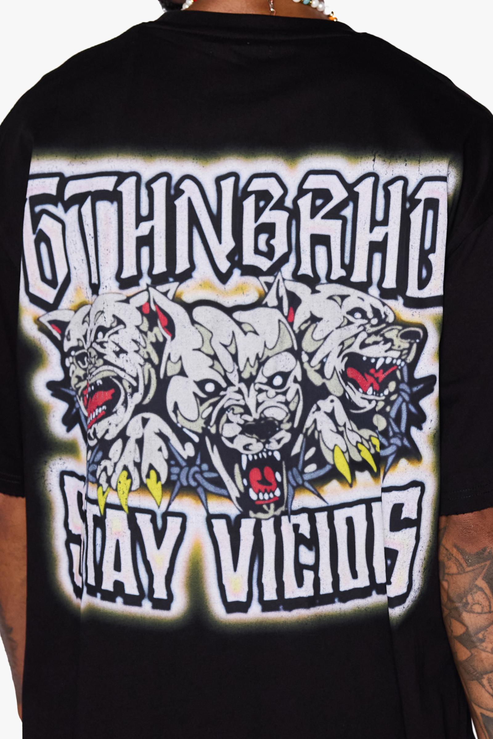 "Stay Vicious" Oversized Graphic Tee Black