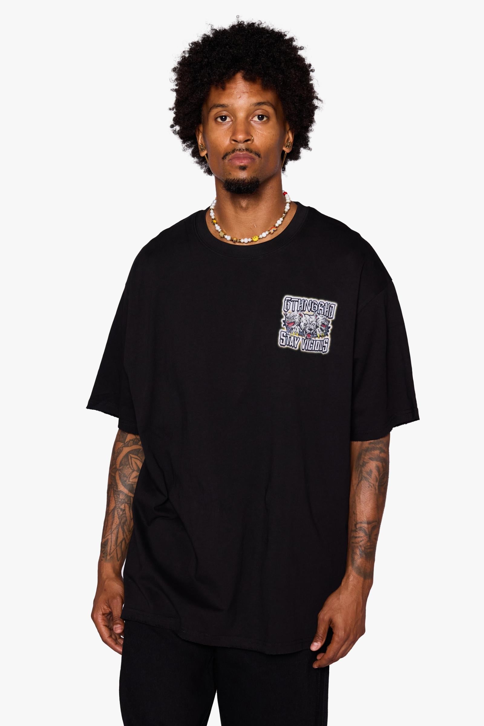 "Stay Vicious" Oversized Graphic Tee Black