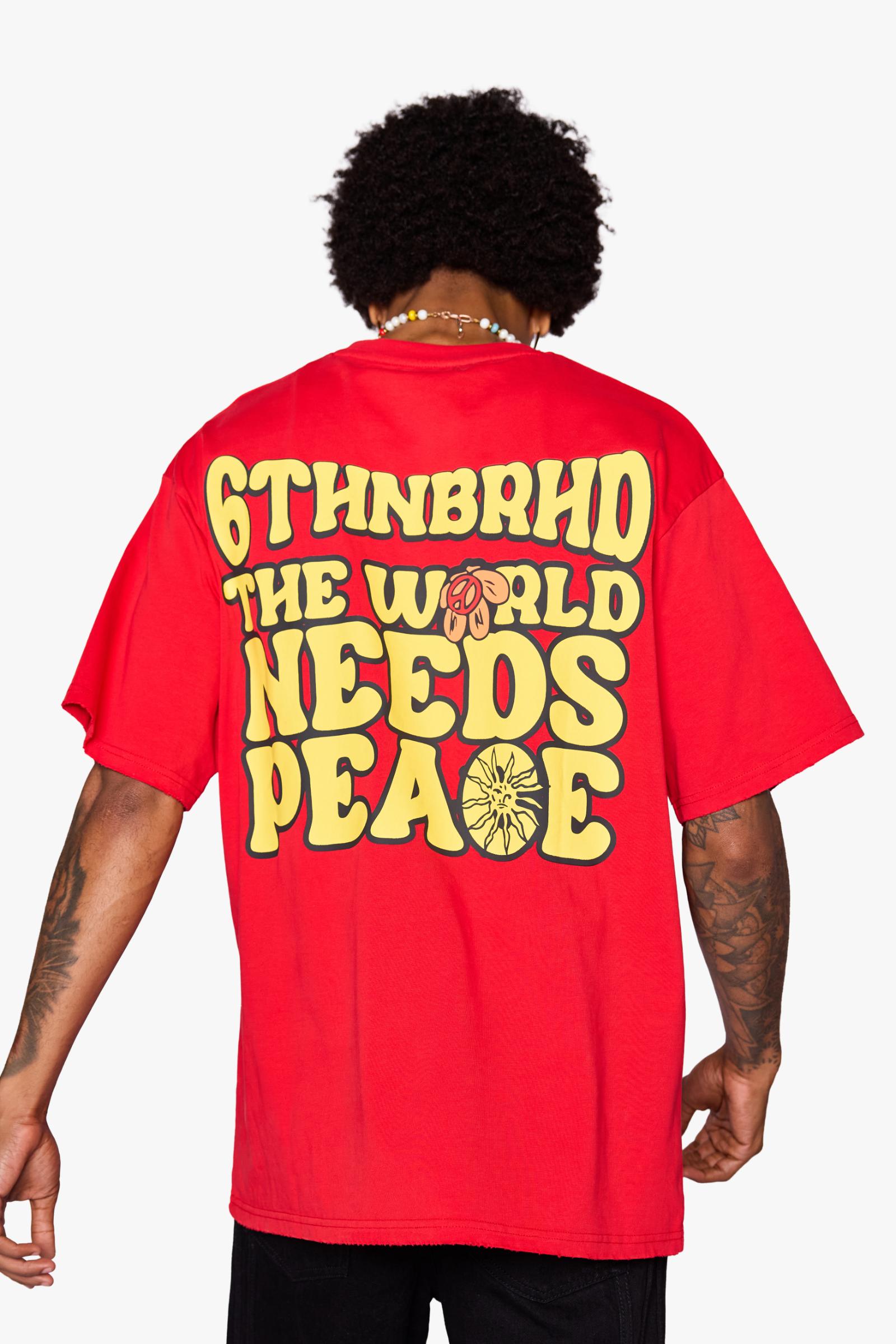 "Need Peace" Oversized Tee Red
