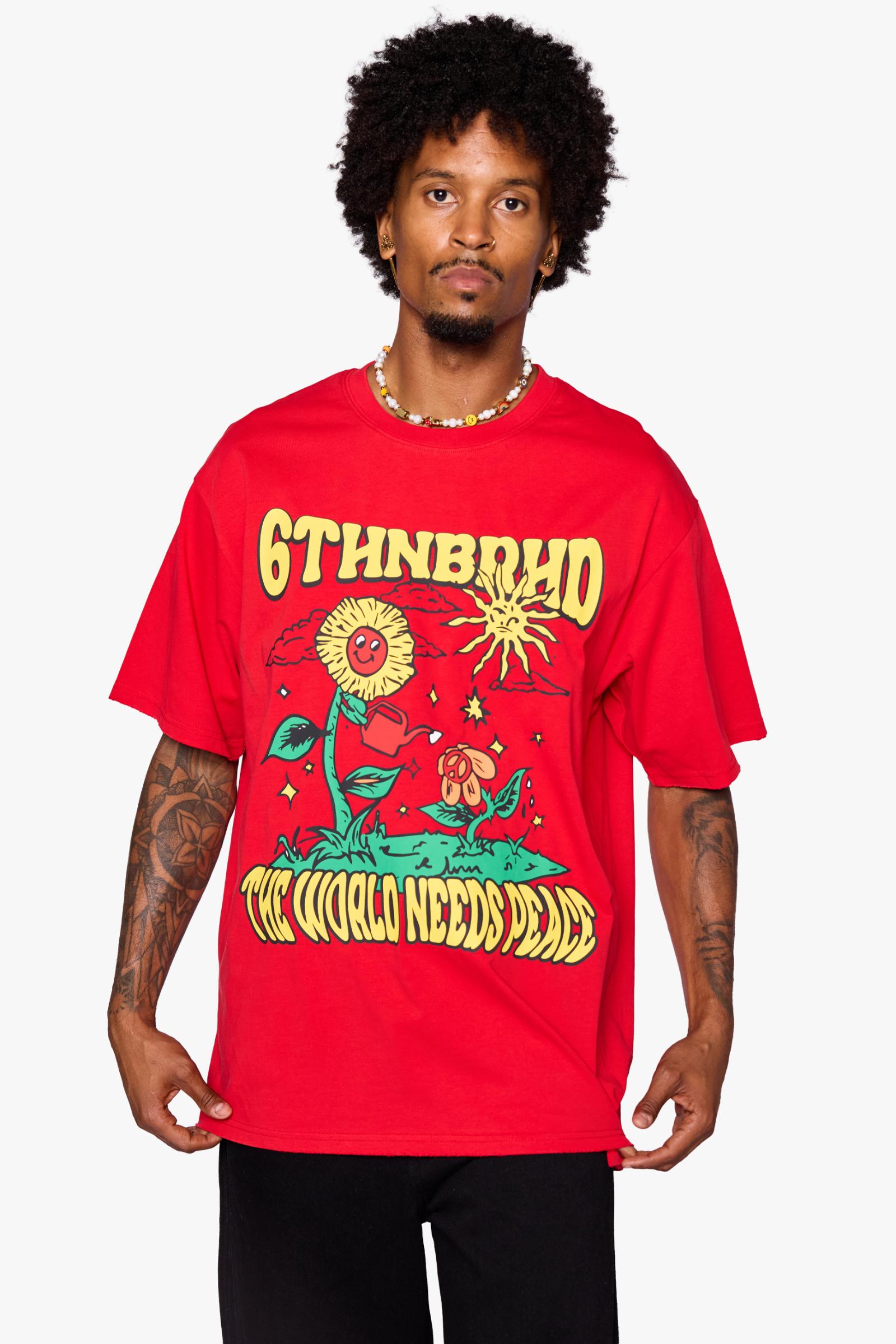 "Need Peace" Oversized Tee Red
