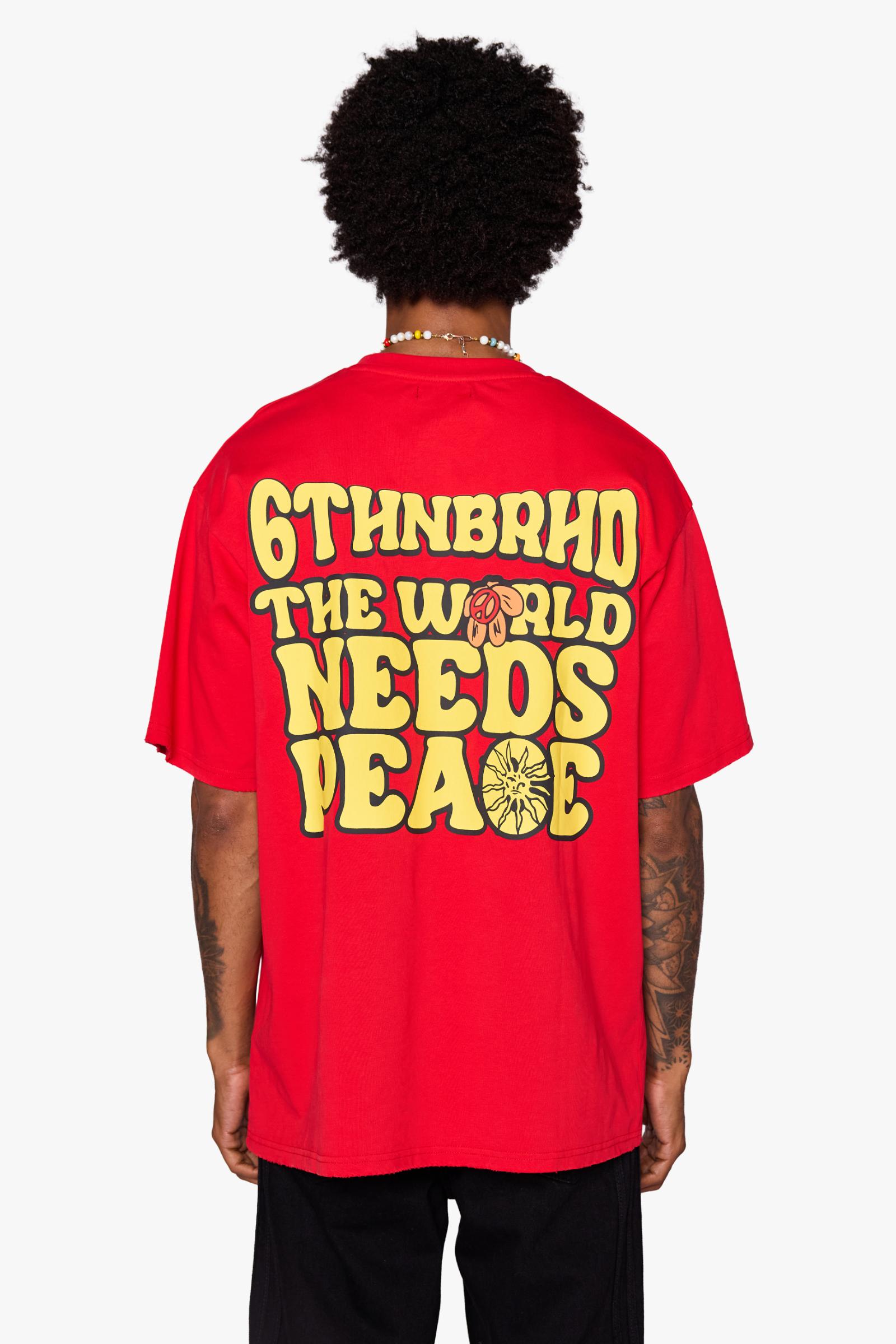 "Need Peace" Oversized Tee Red