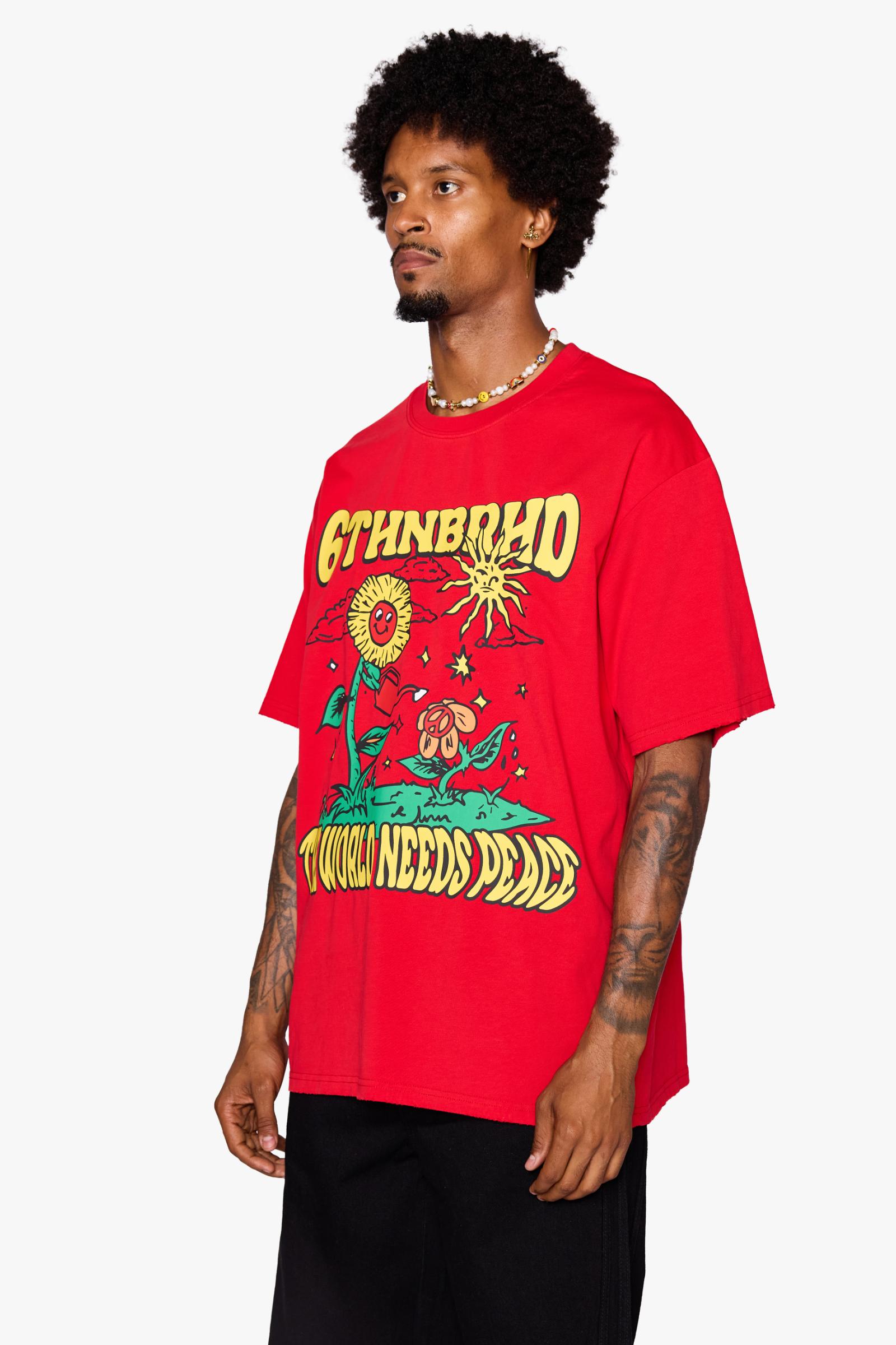 "Need Peace" Oversized Tee Red