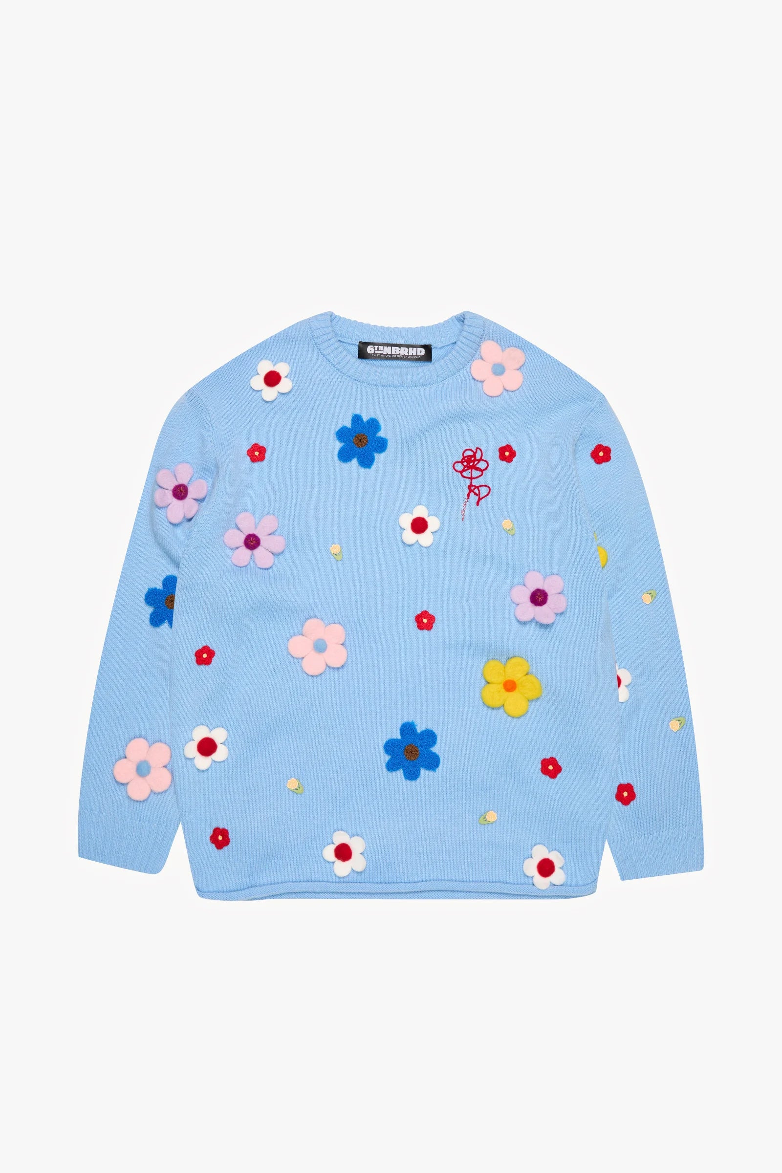 "Bouquet" Relaxed Sweater Baby Blue